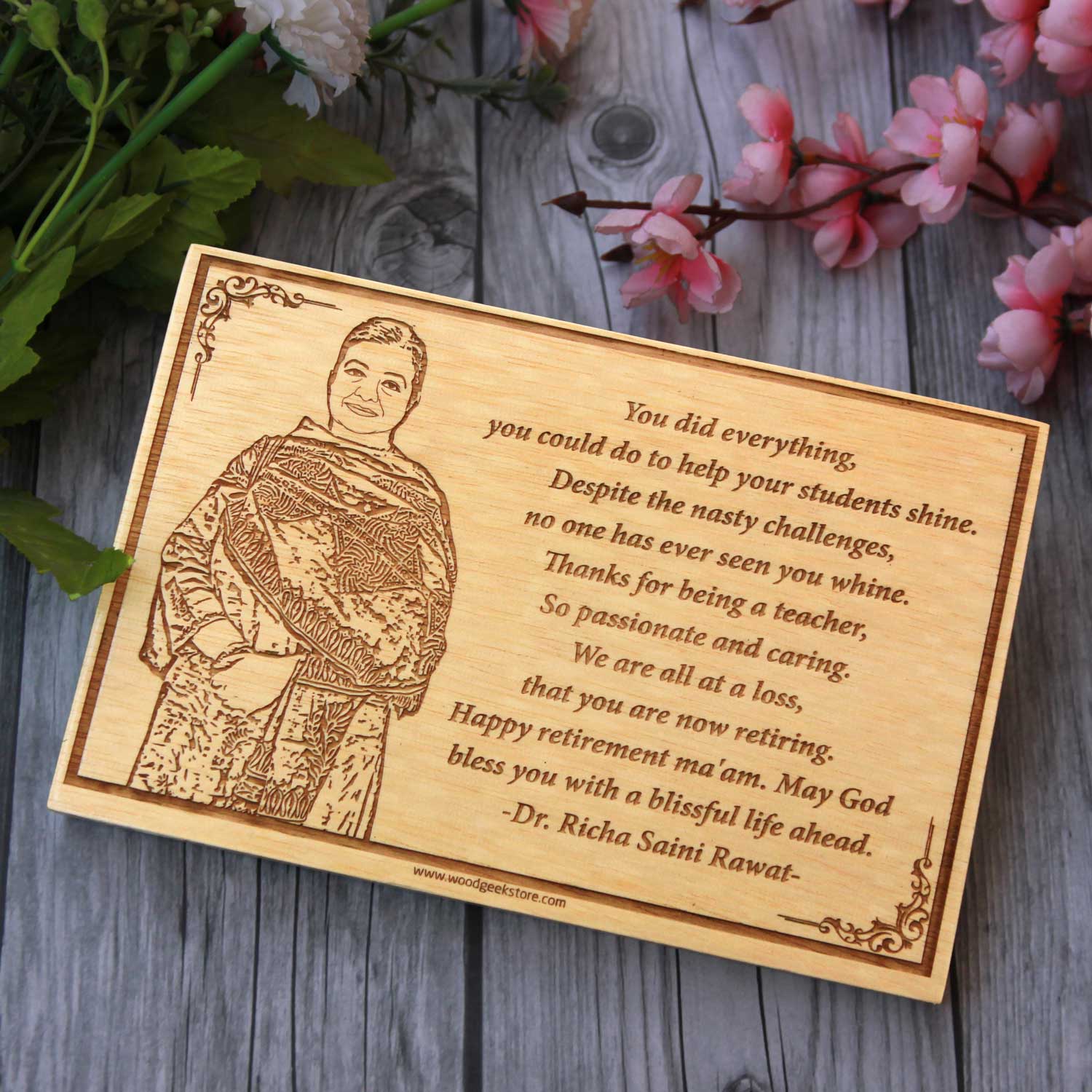 Custom Engraved Wooden Frame For Teacher