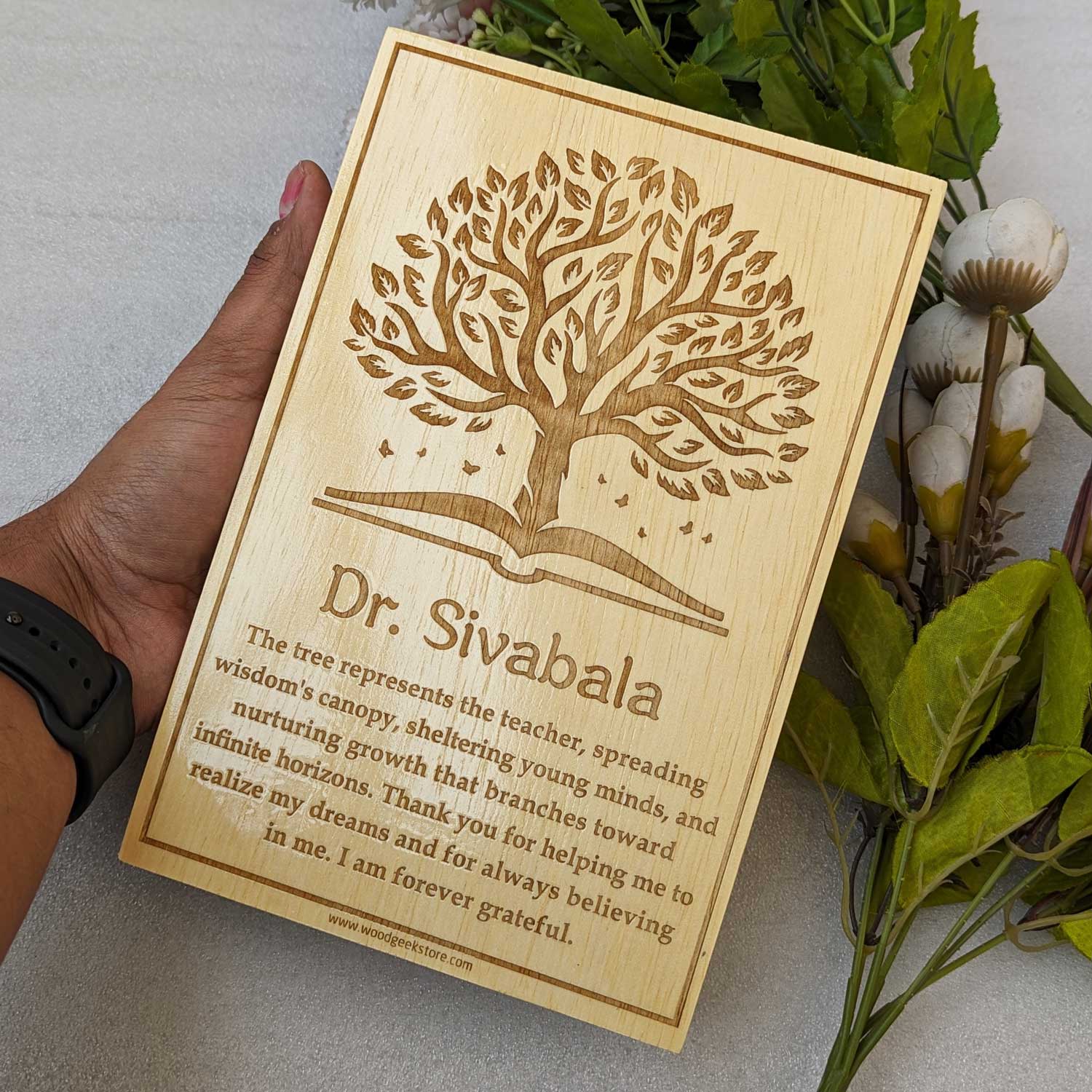 Thank You Gift For Mentor & Teacher - Engraved Wooden Photo Frame