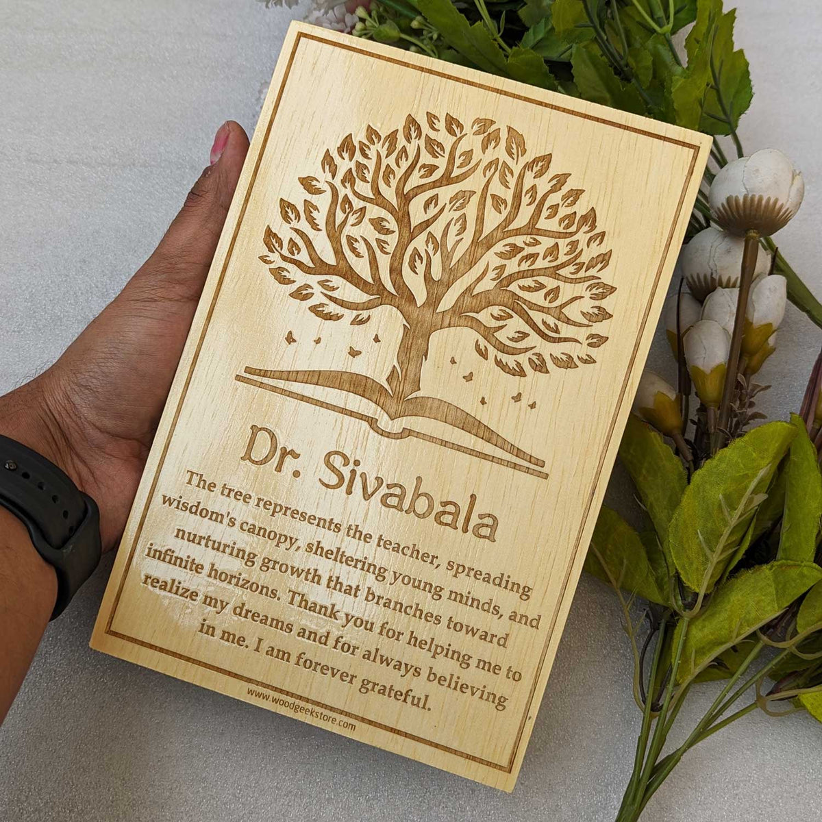 Wooden Frame Custom Engraved With A Motivational Quote For Teacher