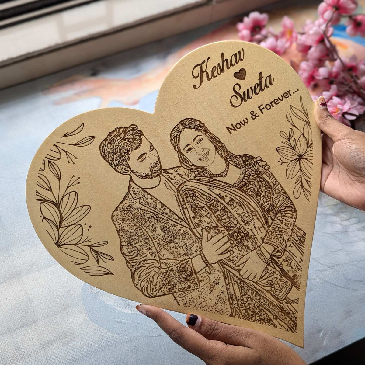 Customised Heart-Shaped Wooden Plaque | Photo on Wood | Wood Art