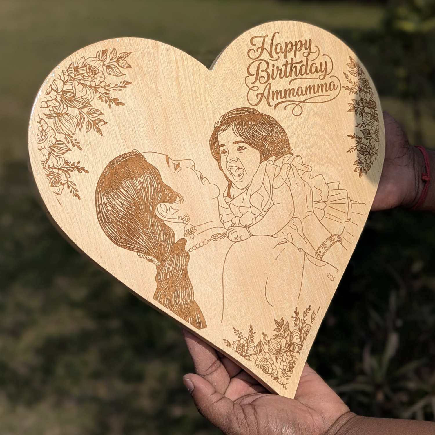 Customised Heart-Shaped Wooden Plaque | Photo on Wood | Wood Art