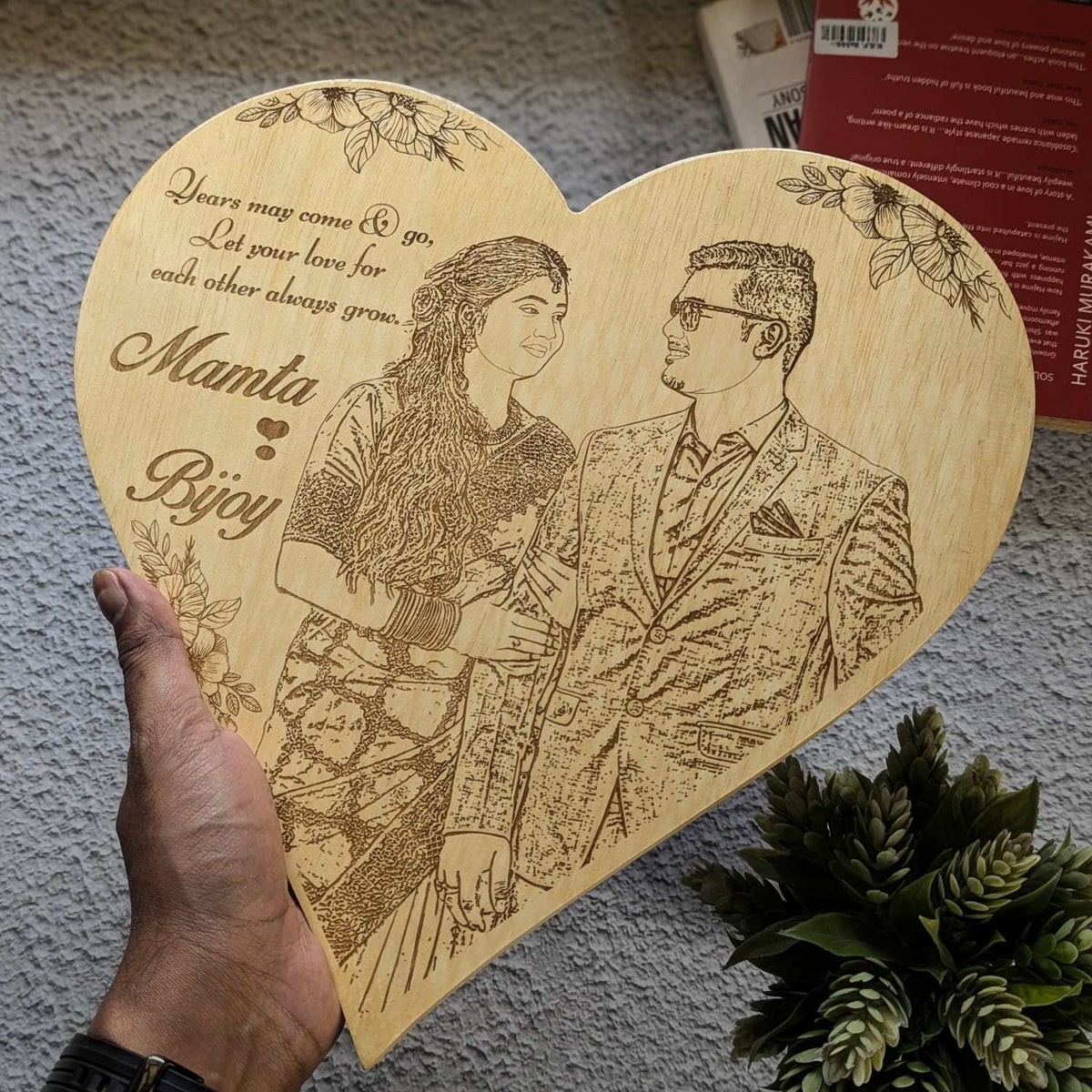 Customised Heart-Shaped Wooden Plaque | Photo on Wood | Wood Art