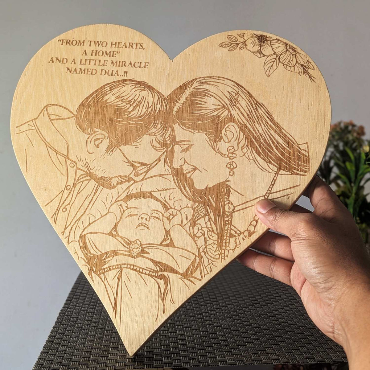 Customised Heart-Shaped Wooden Plaque | Photo on Wood | Wood Art