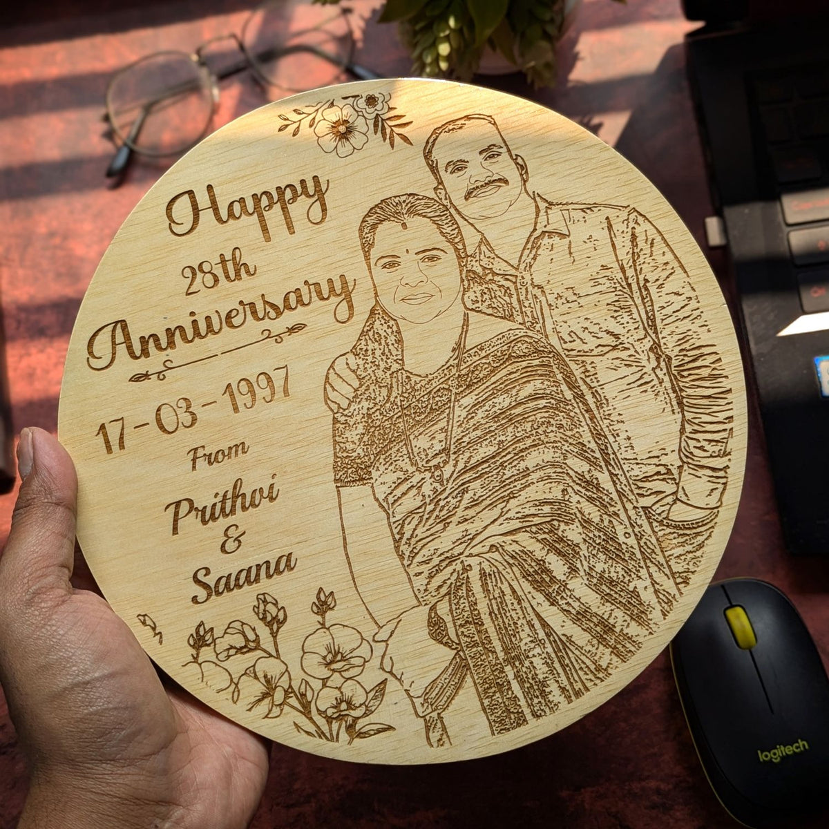 Customize Your Own Round Wooden Poster | Engraved Wood Frame