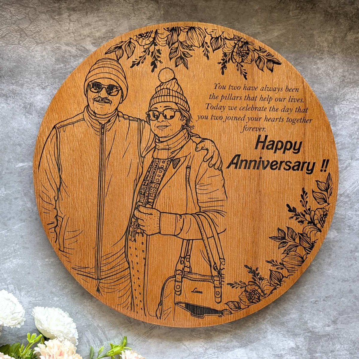 Customize Your Own Round Wooden Poster | Engraved Wood Frame