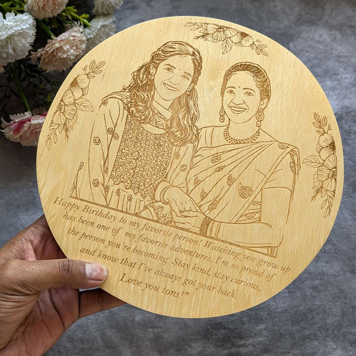 Customize Your Own Round Wooden Poster | Engraved Wood Frame