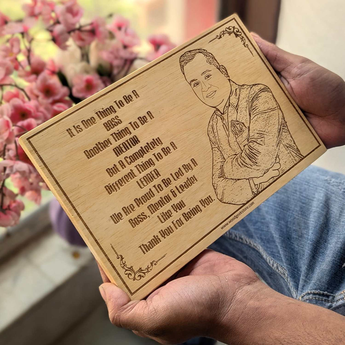 Boss, Mentor &amp; Leader Engraved Wooden Plaque | Appreciation Gift for Your Boss