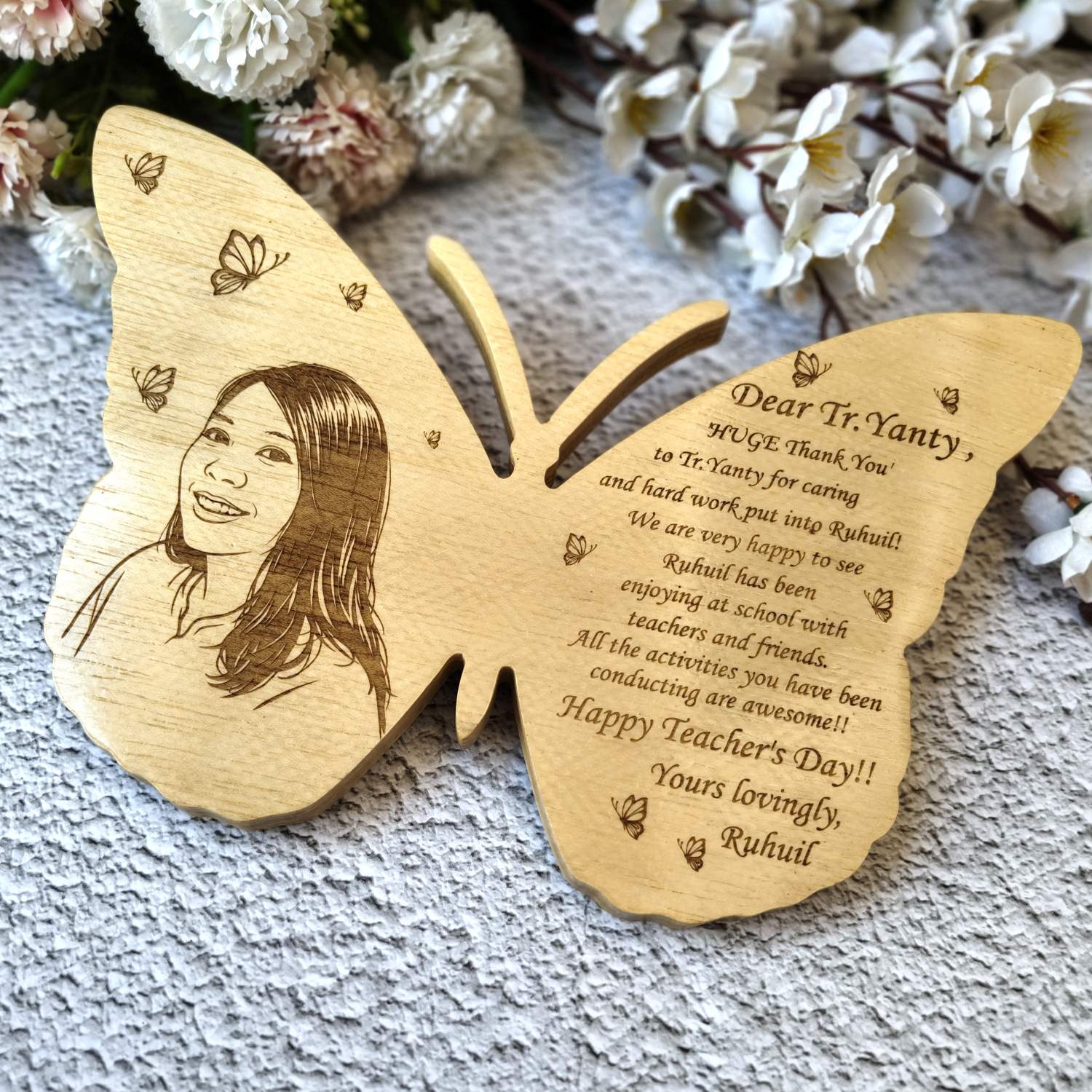 Personalized Butterfly Wood Sign | Custom Photo & Message Gift for Anniversary, Birthday & Wedding