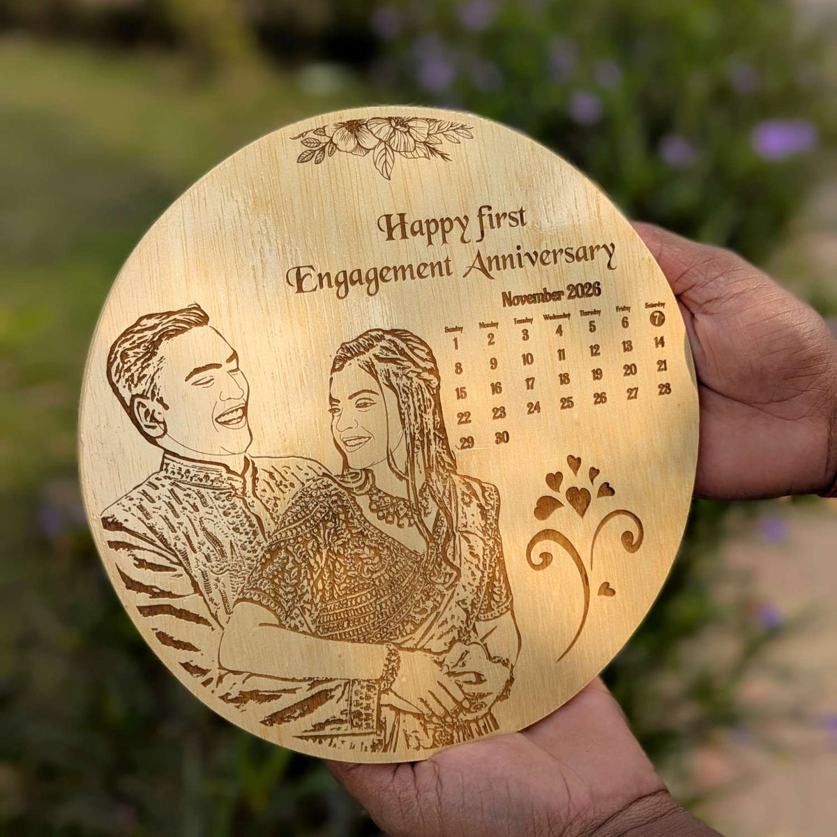 Personalized Engraved Wood Frame with Couple Photo &amp; Special Date | Romantic Gift for Valentine’s Day &amp; Anniversaries