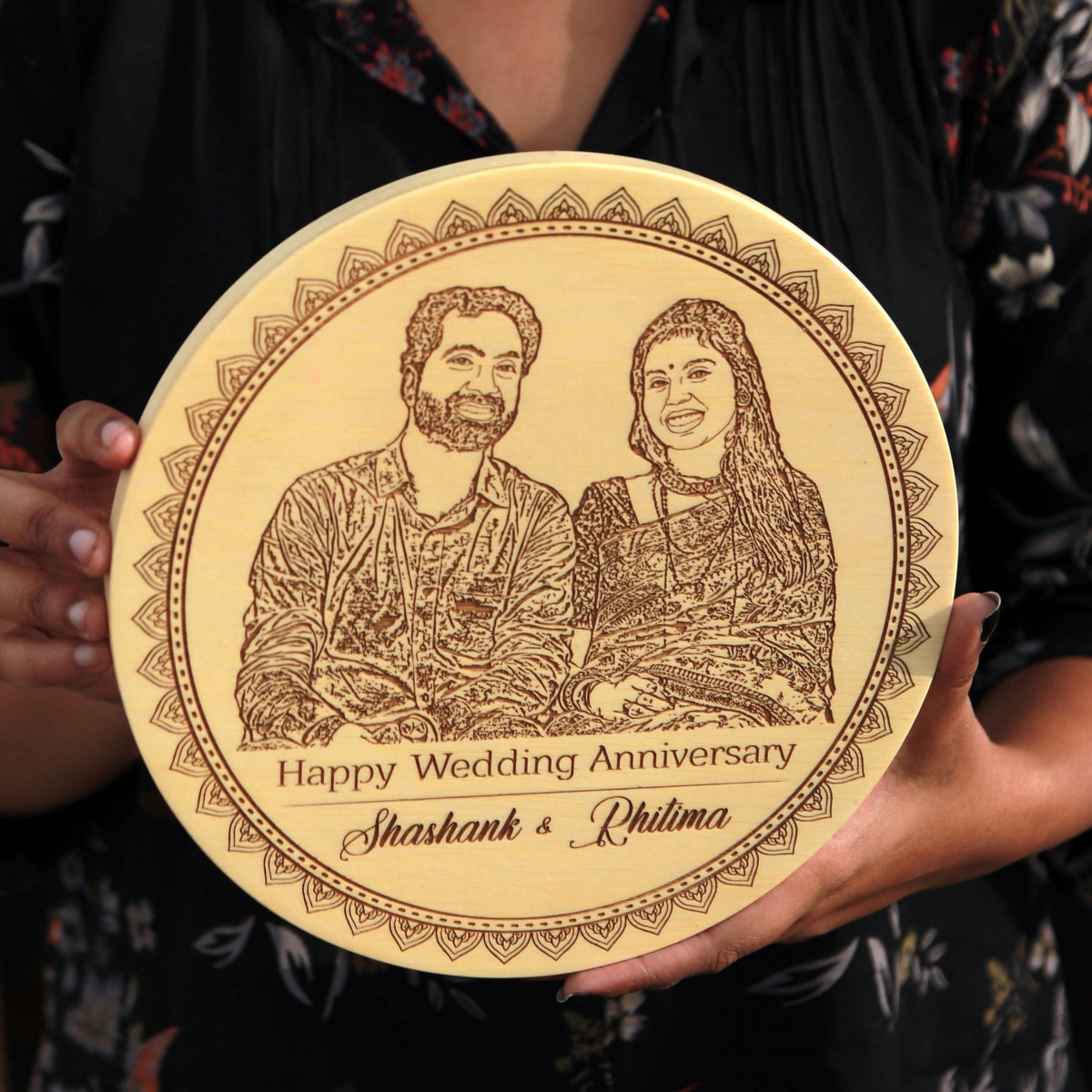 Customize Your Own Round Wooden Poster | Engraved Wood Frame
