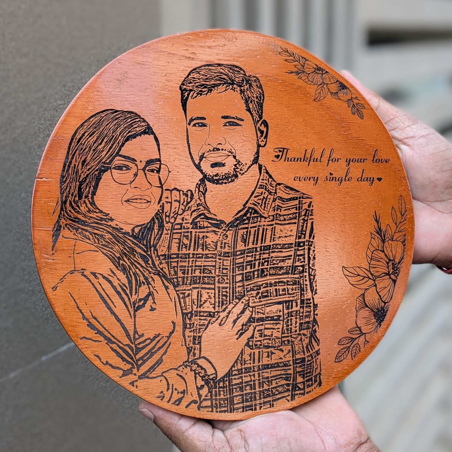 My Favorite Love Story Plaque | Custom Circular Wood Gift for Anniversary & Valentine's Day