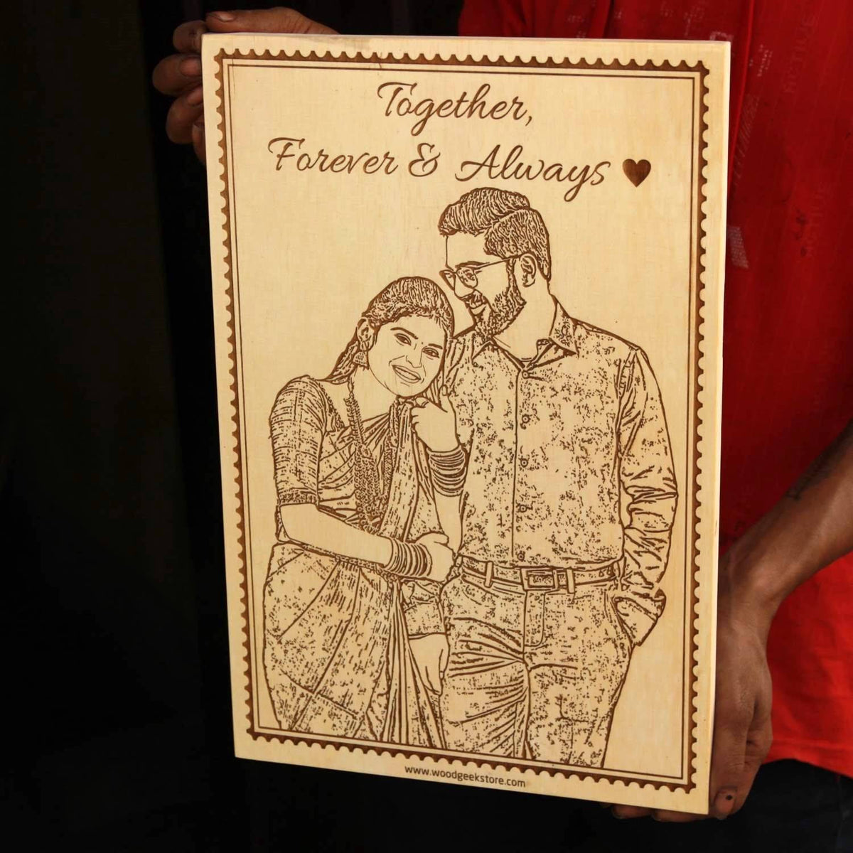 Together, Forever &amp; Always – Personalized Engraved Wooden Frame