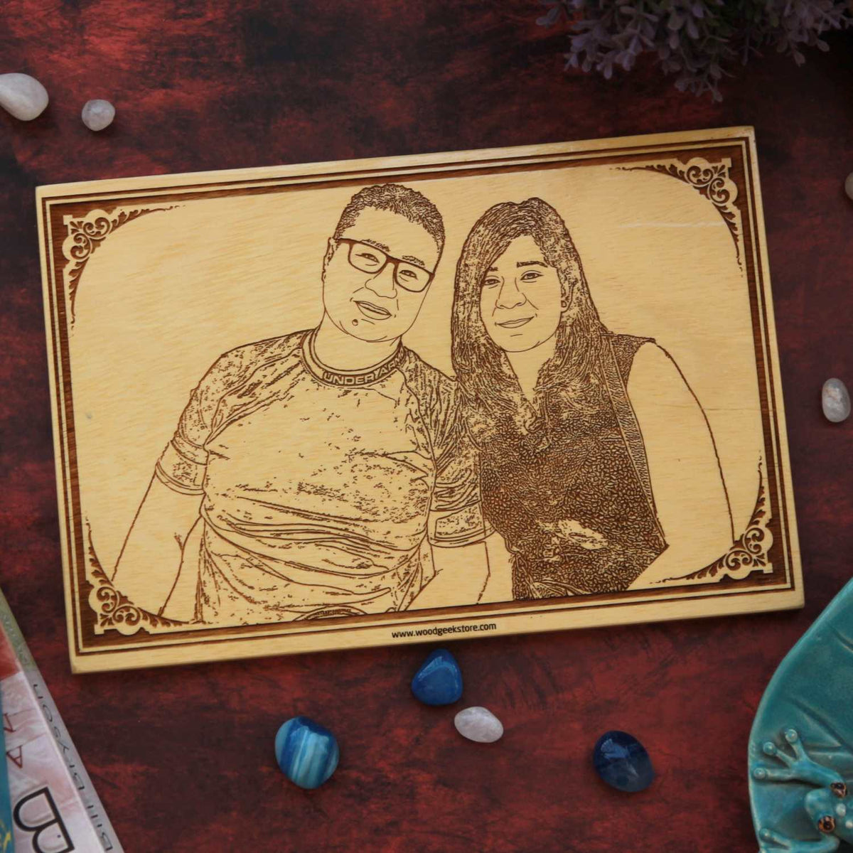 Engraved Photo On Wood For Husband &amp; Wife | Personalized Photo Frame