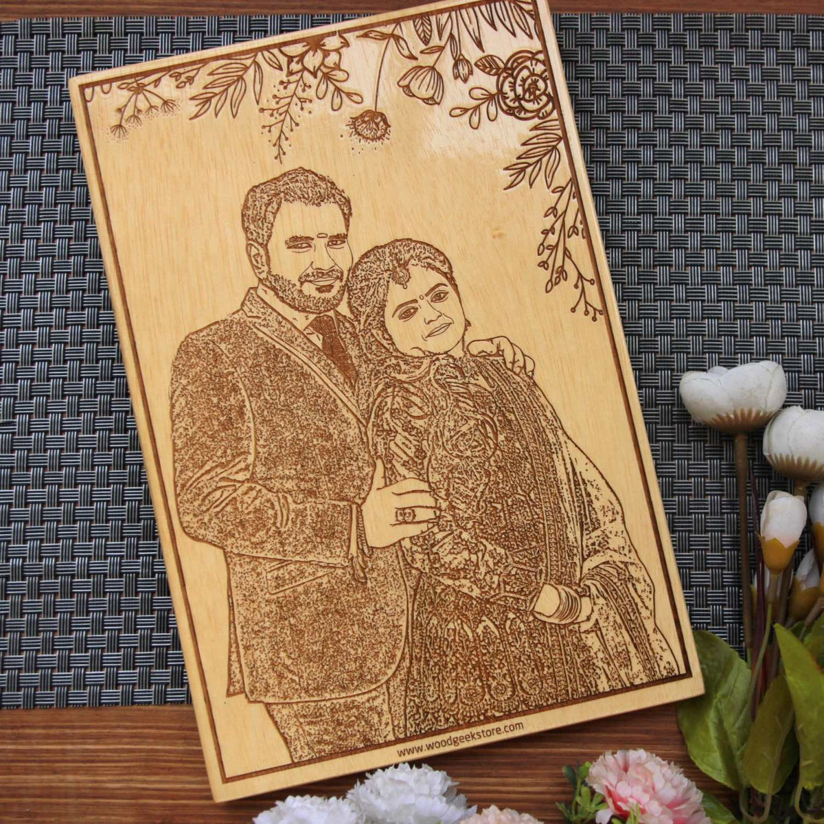 Engraved Photo On Wood For Husband &amp; Wife | Personalized Photo Frame
