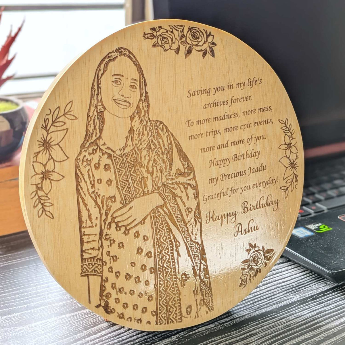 Customize Your Own Round Wooden Poster | Engraved Wood Frame