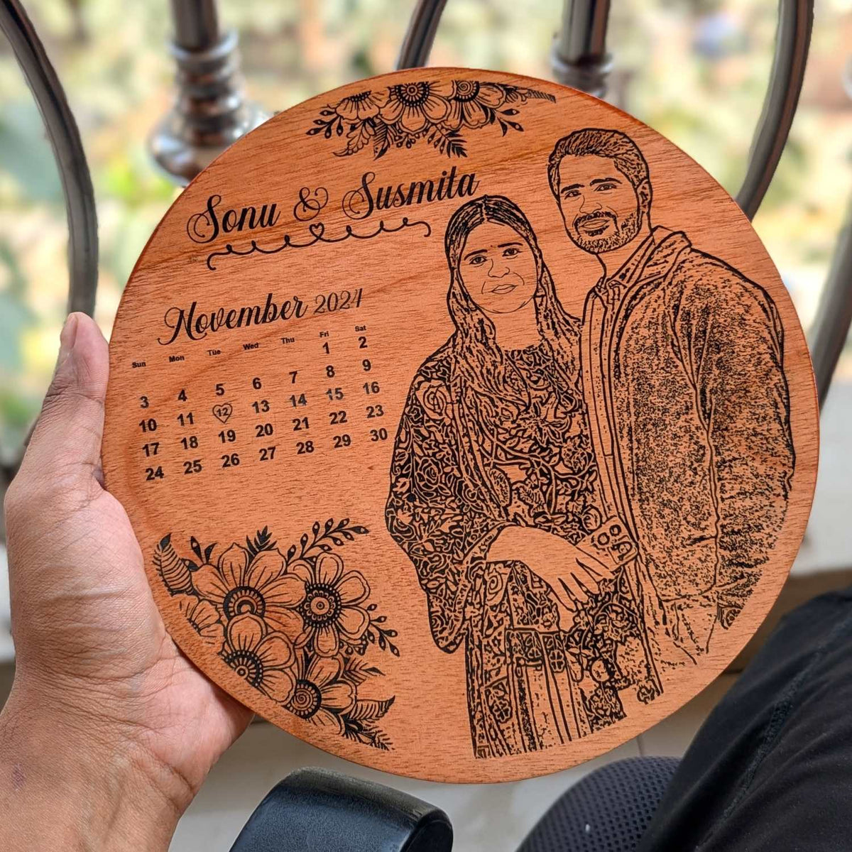 Personalized Engraved Wood Frame with Couple Photo &amp; Special Date | Romantic Gift for Valentine’s Day &amp; Anniversaries