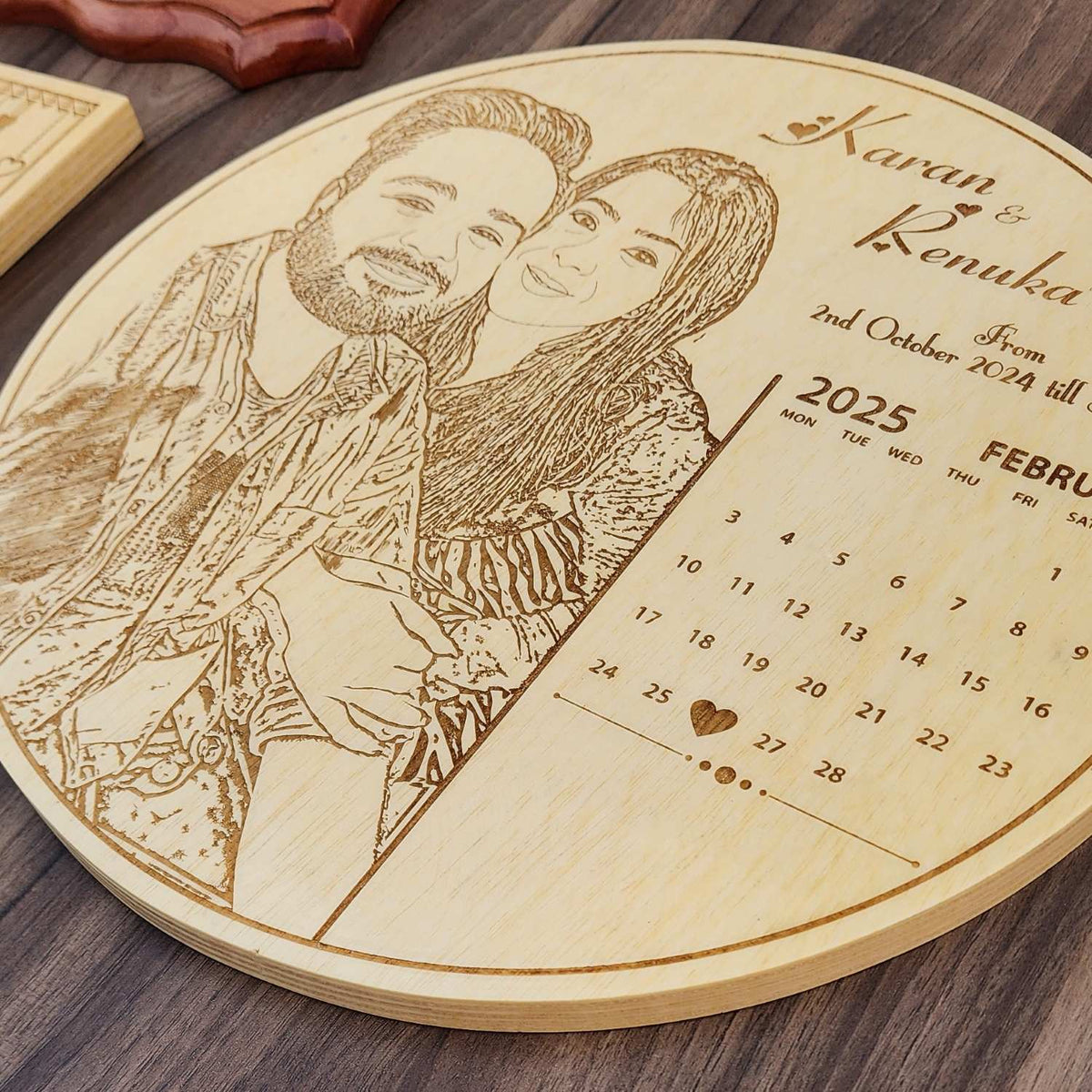 Personalized Engraved Wood Frame with Couple Photo &amp; Special Date | Romantic Gift for Valentine’s Day &amp; Anniversaries