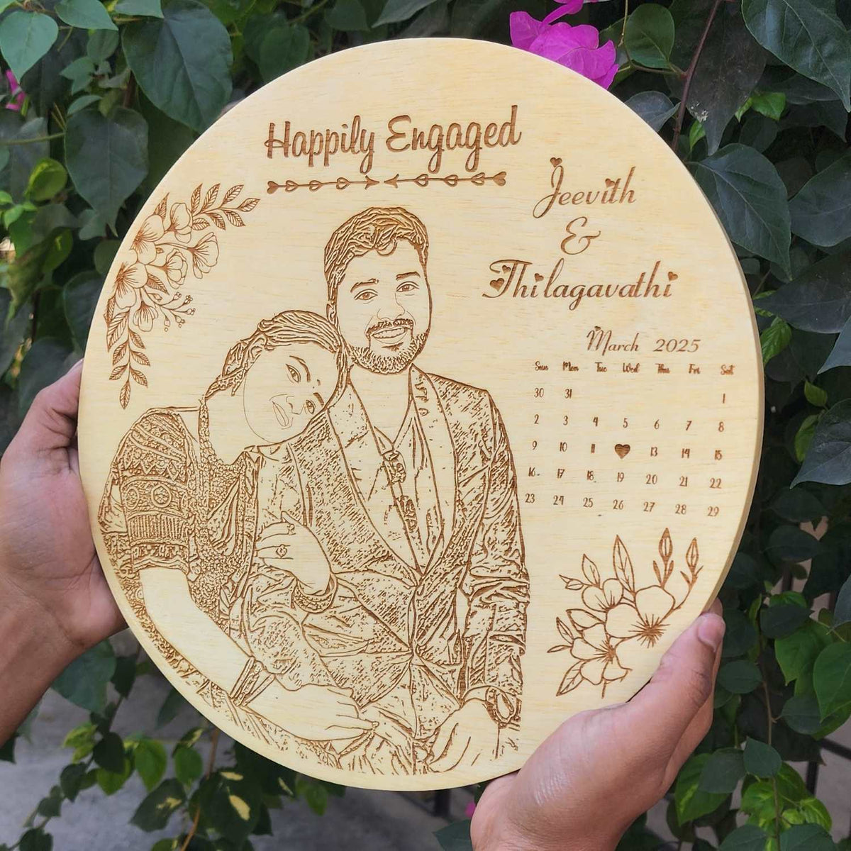 Personalized Engraved Wood Frame with Couple Photo &amp; Special Date | Romantic Gift for Valentine’s Day &amp; Anniversaries