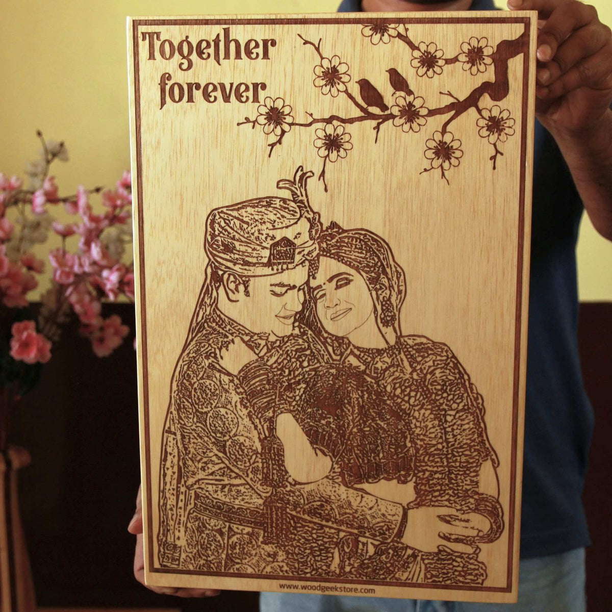 Marriage Photo Engraved in Wood | Personalized Wedding Gift