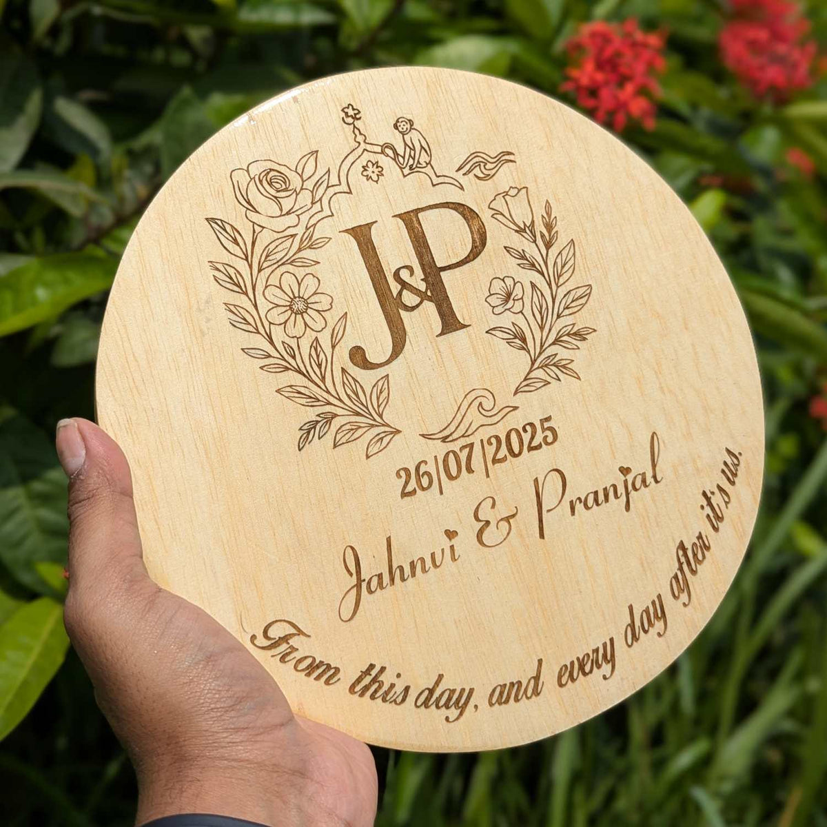 Customize Your Own Round Wooden Poster | Engraved Wood Frame