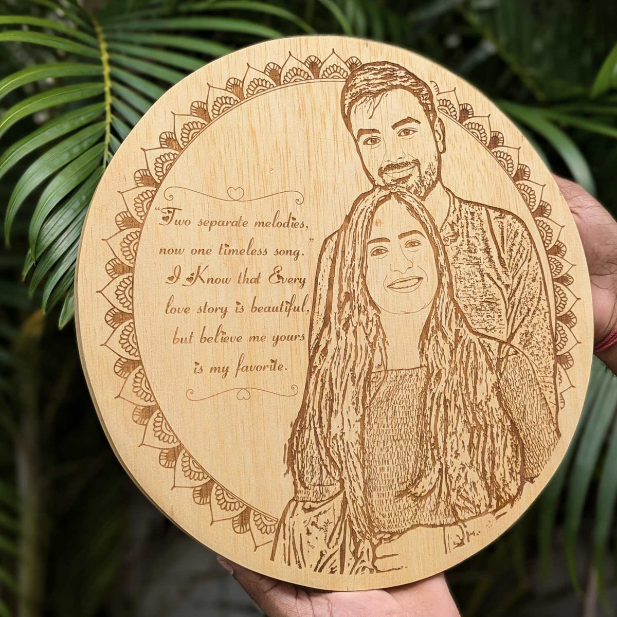 My Favorite Love Story Plaque | Custom Circular Wood Gift for Anniversary &amp; Valentine's Day