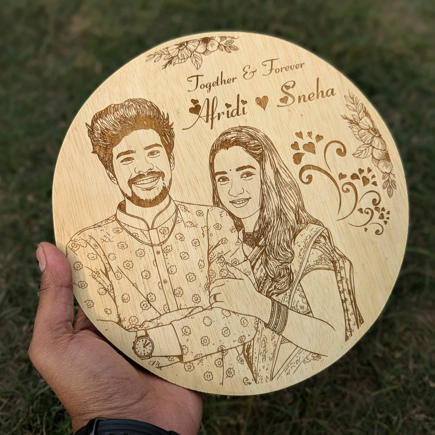 Personalized 'Together Forever' Gift for Anniversaries & Birthdays | Custom Circular Wood Frame