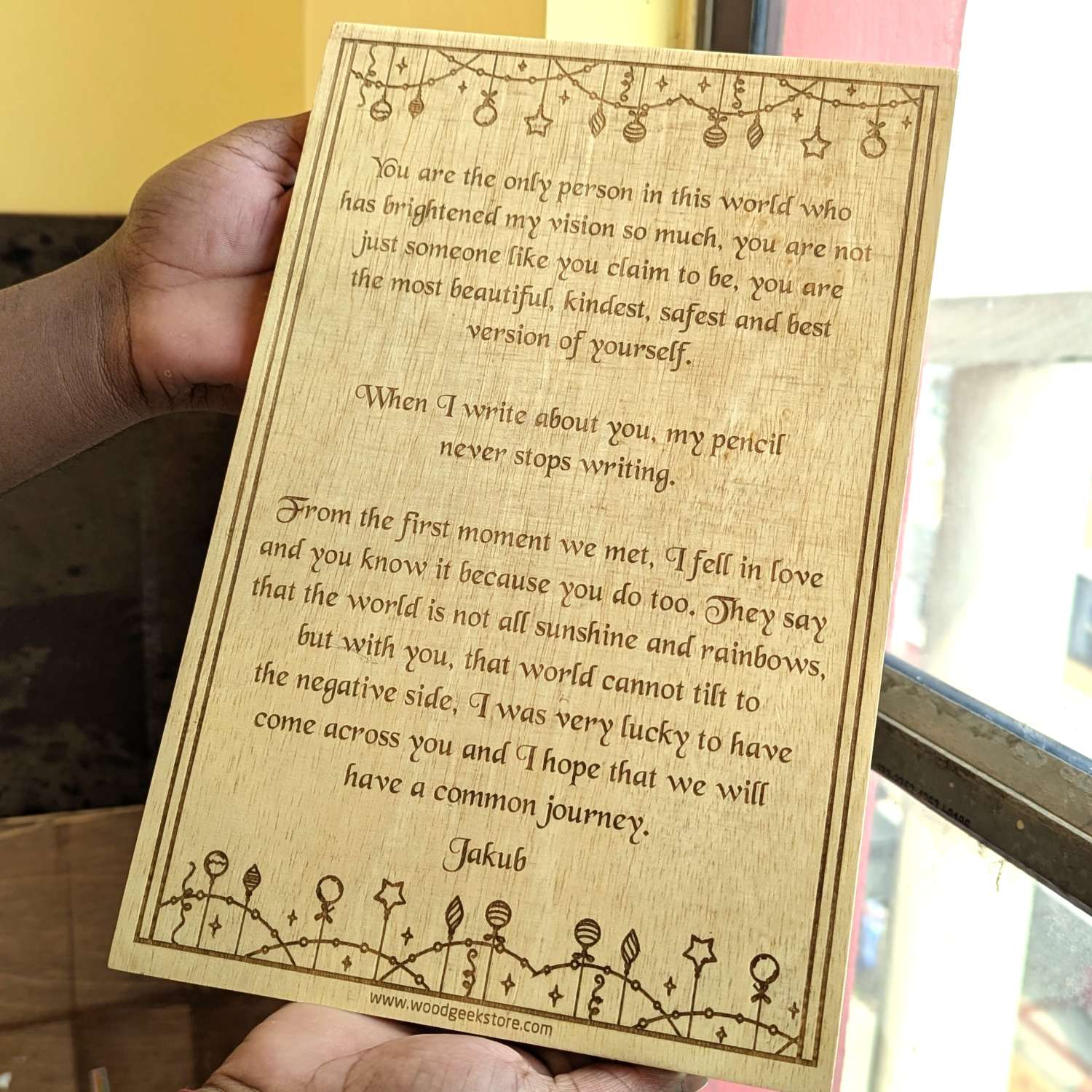 "Light of My Life" Personalized Love Letter Plaque | Custom Romantic Poetry Wood Sign