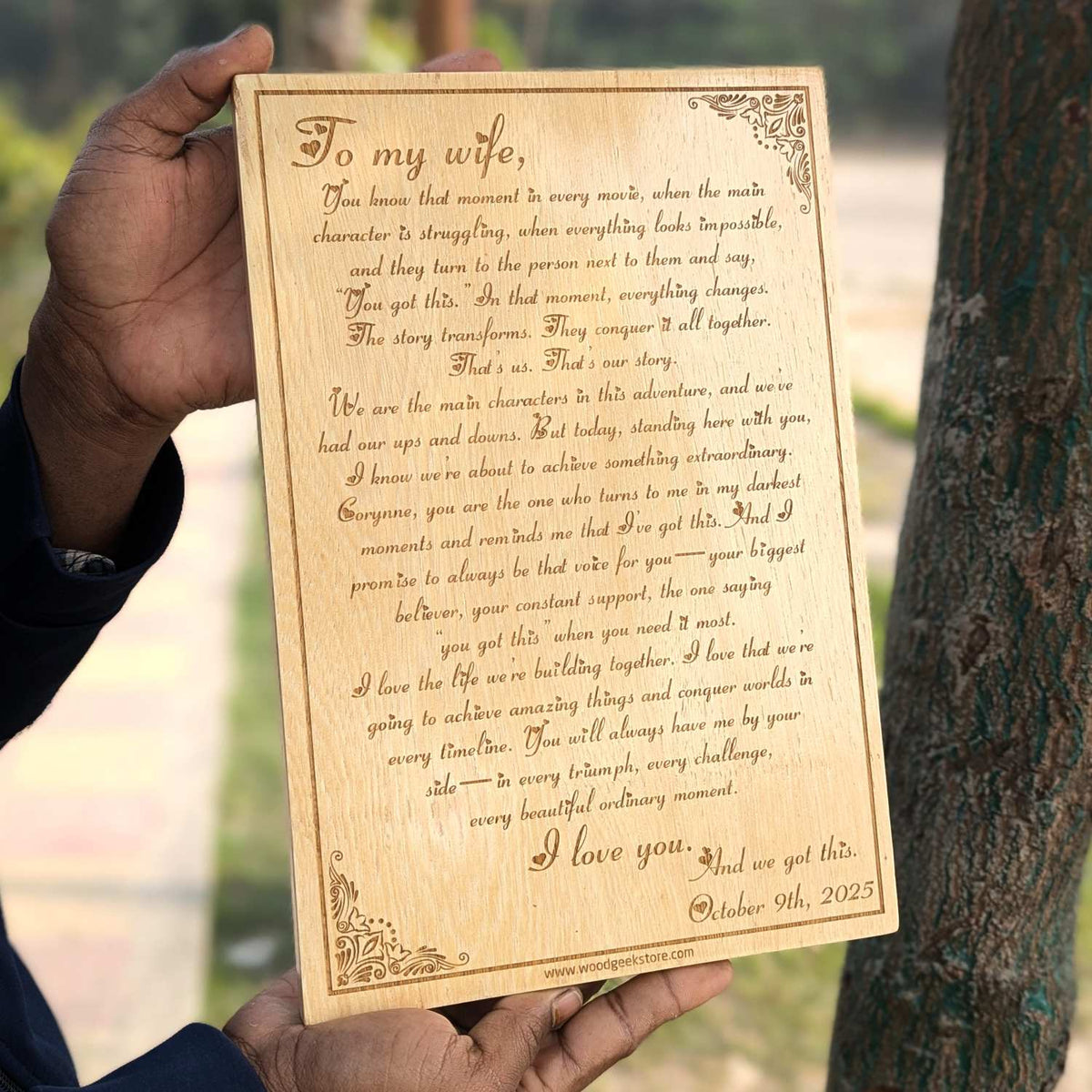 Personalized Love Letter Wooden Plaque | Custom Anniversary Gift for Wife &amp; Partner