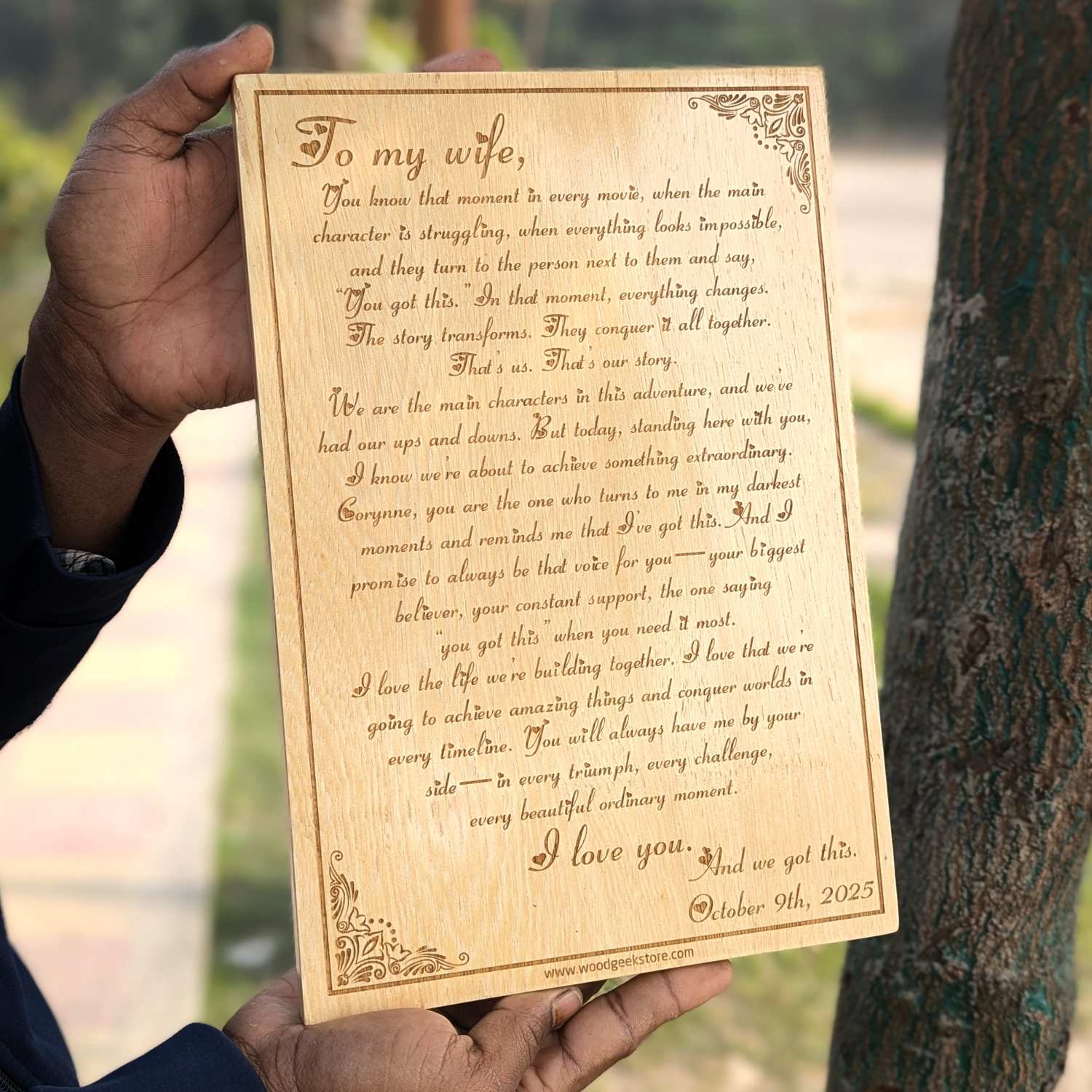 Personalized Love Letter Wooden Plaque | Custom Anniversary Gift for Wife & Partner