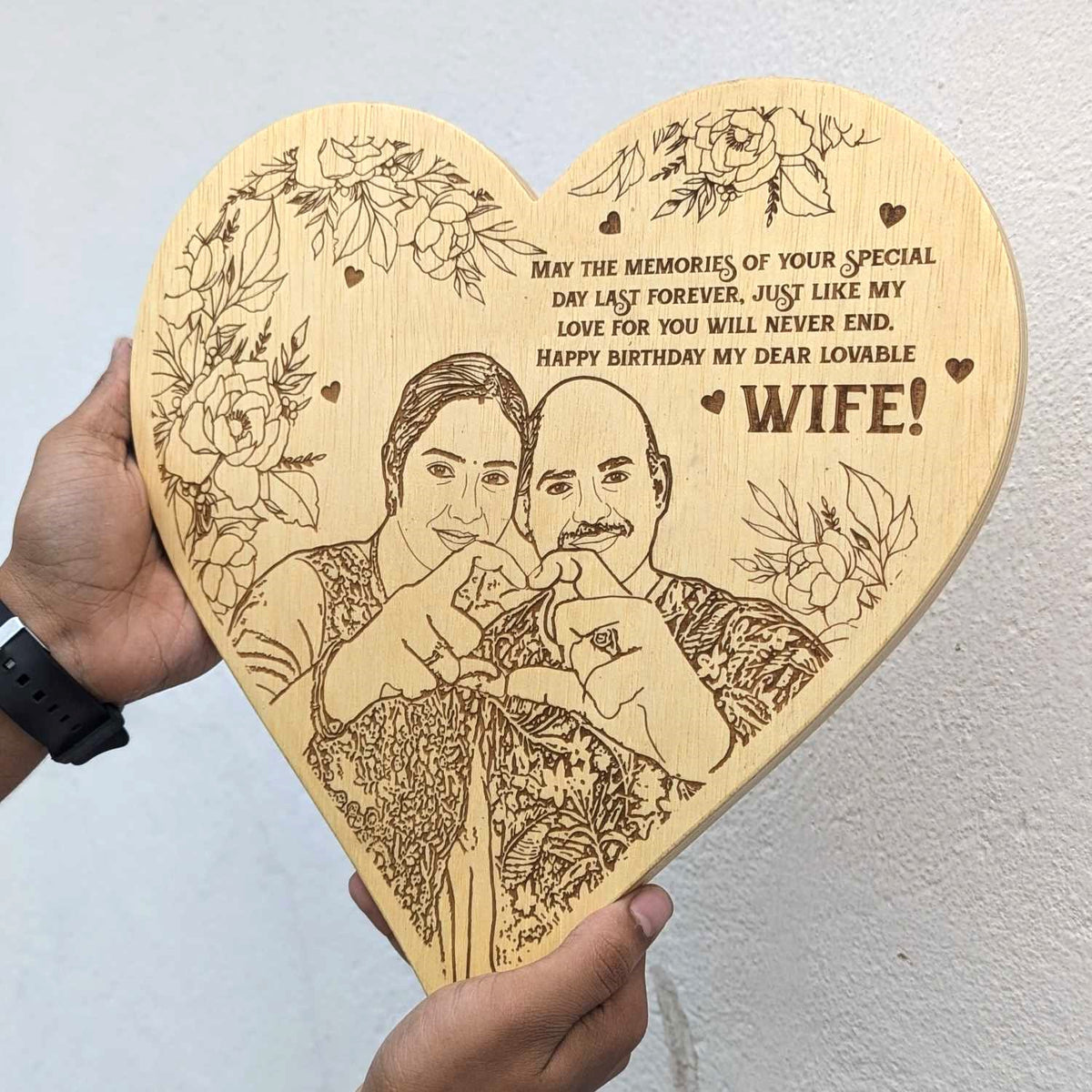 Customised Heart-Shaped Wooden Plaque | Photo on Wood | Wood Art
