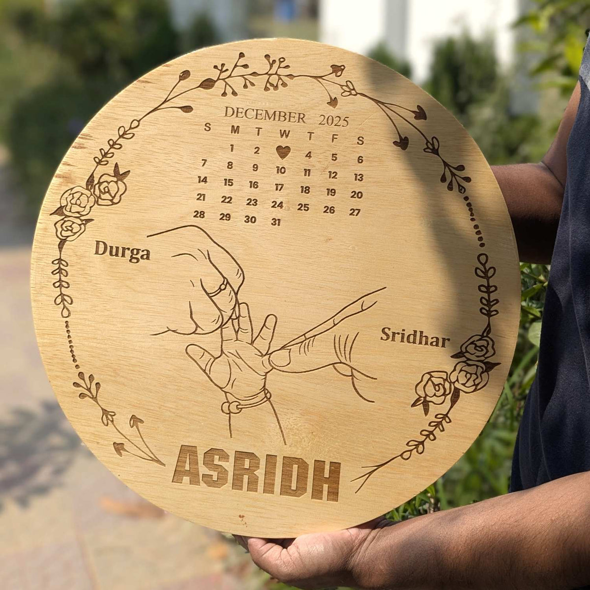 Customize Your Own Round Wooden Poster | Engraved Wood Frame
