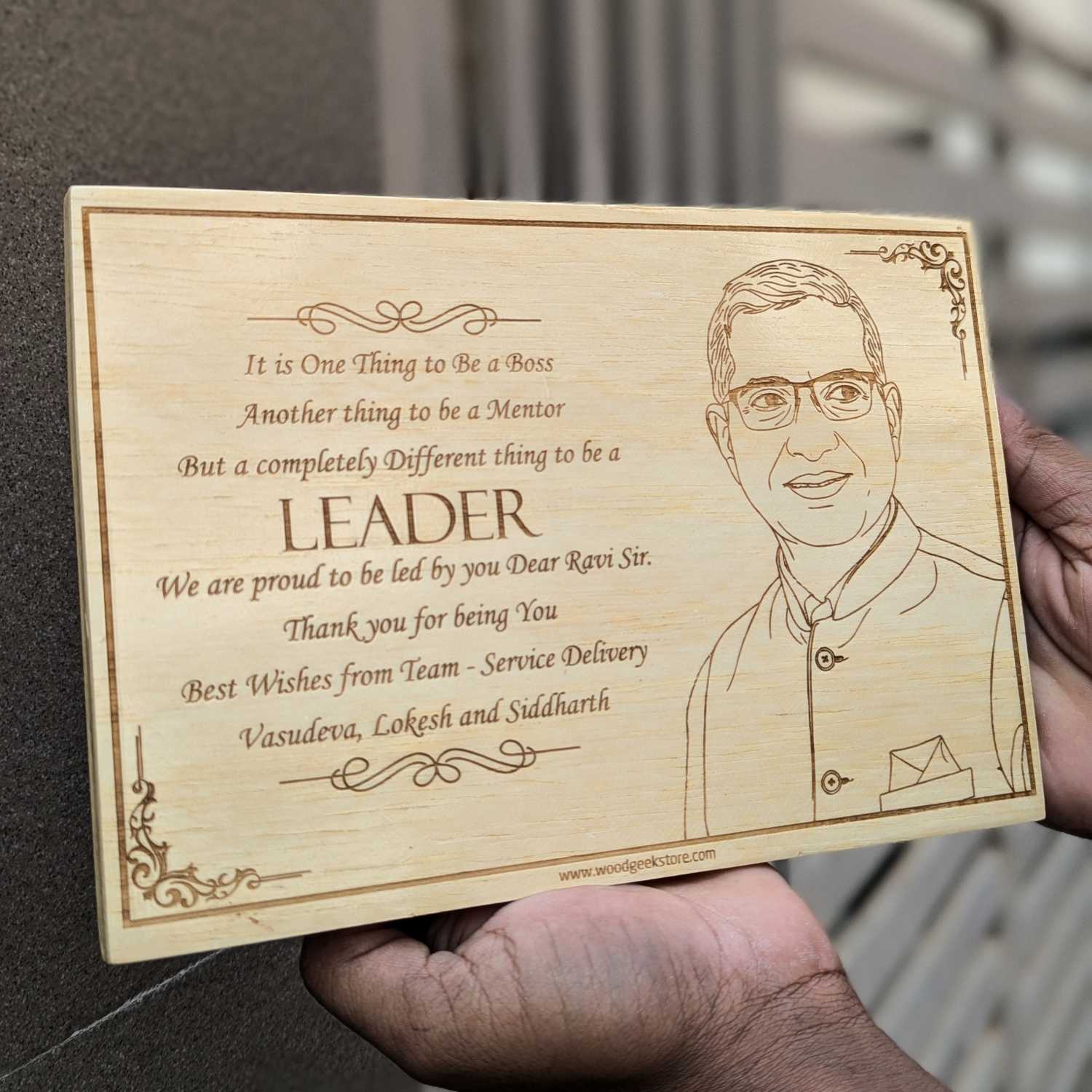 Wooden Engraved Photo for Mentor - Gifts for Boss