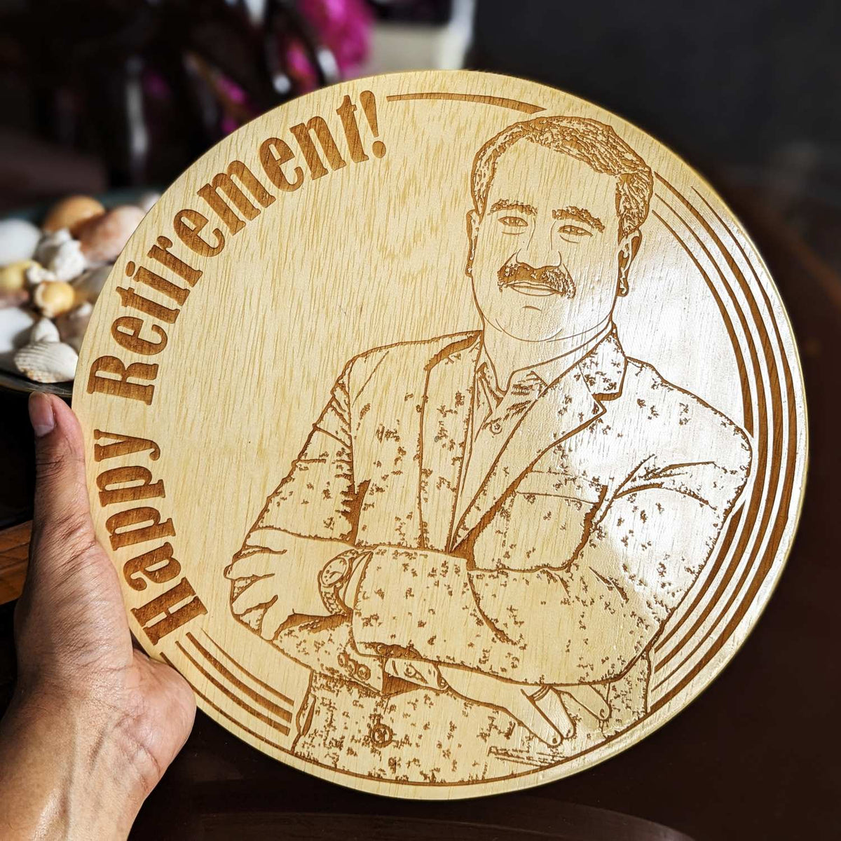 Customize Your Own Round Wooden Poster | Engraved Wood Frame