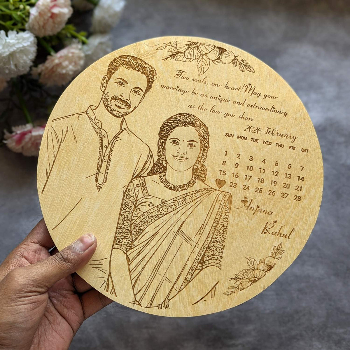 Customize Your Own Round Wooden Poster | Engraved Wood Frame