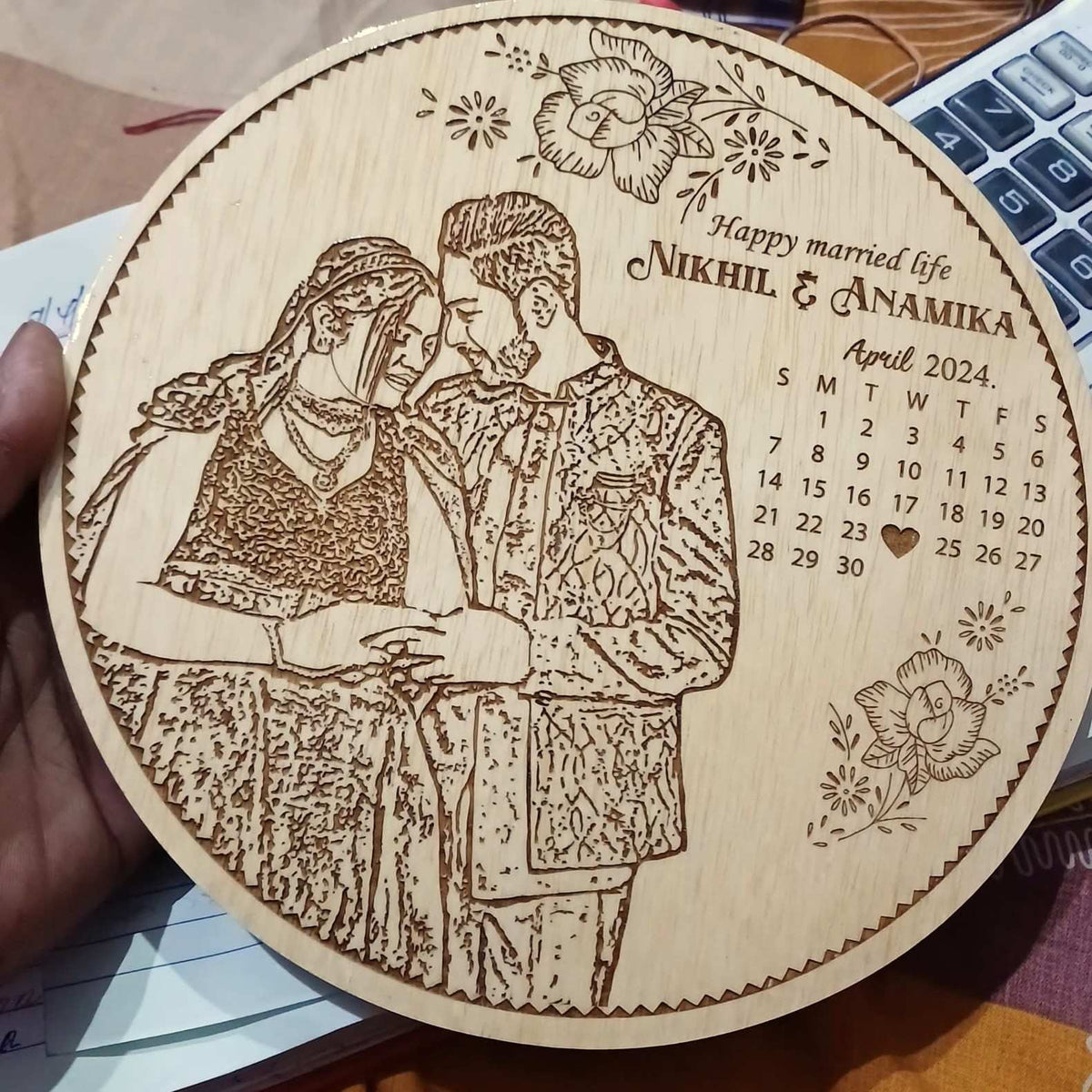 Personalized Engraved Wood Frame with Couple Photo &amp; Special Date | Romantic Gift for Valentine’s Day &amp; Anniversaries