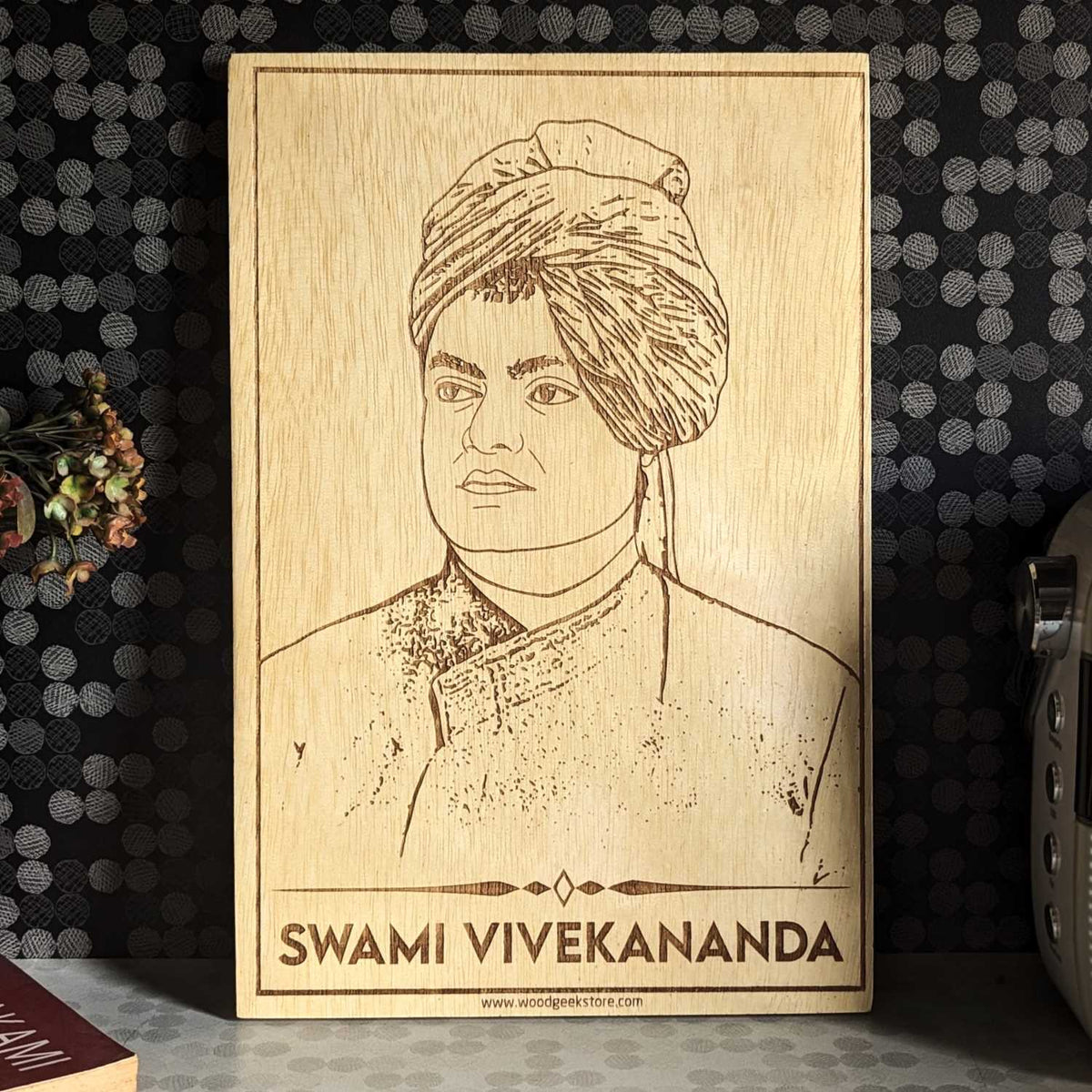 Swami Vivekananda Engraved Wooden Plaque | Inspirational Wall Art for Leaders &amp; Visionaries