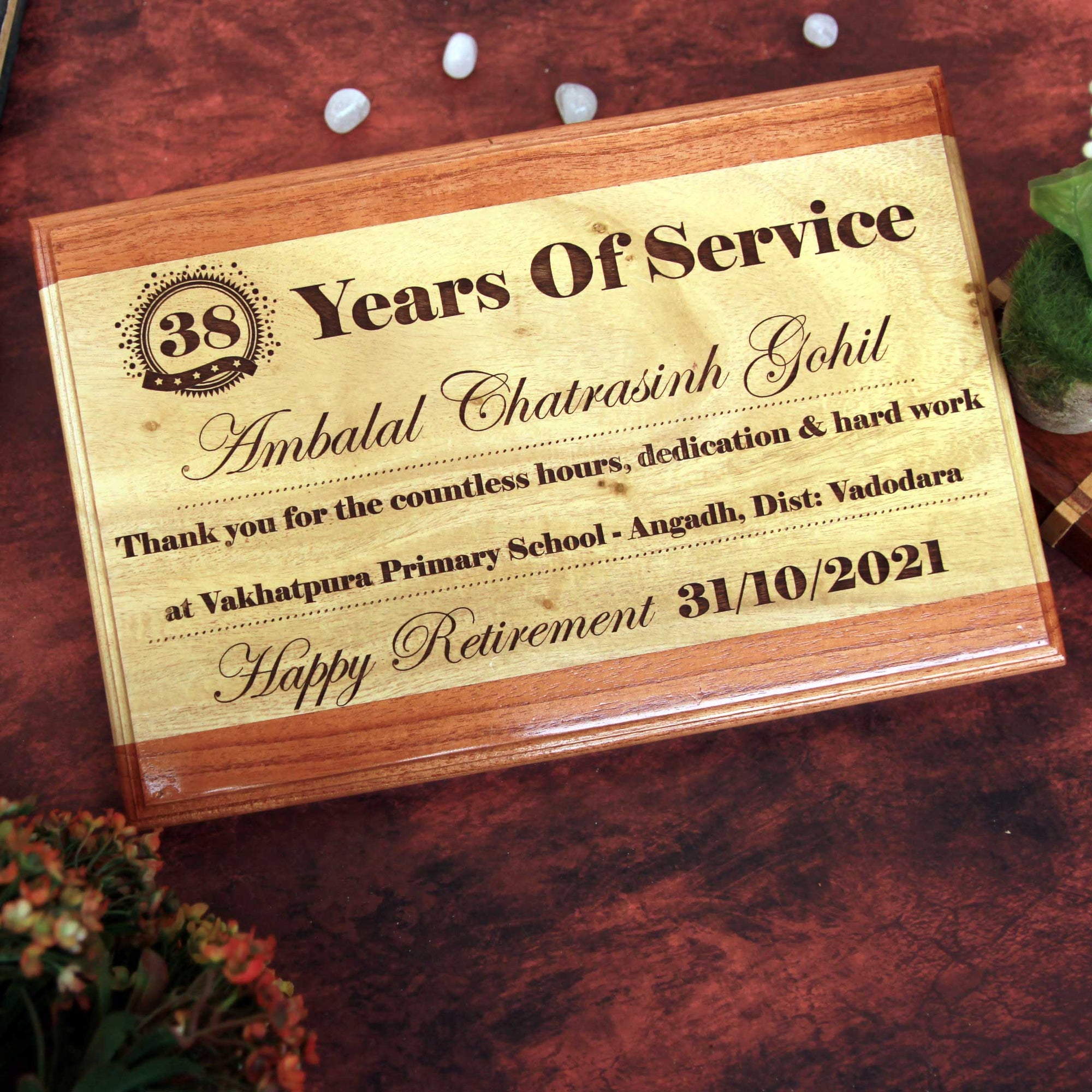 Work Anniversary Wooden Award Plaque