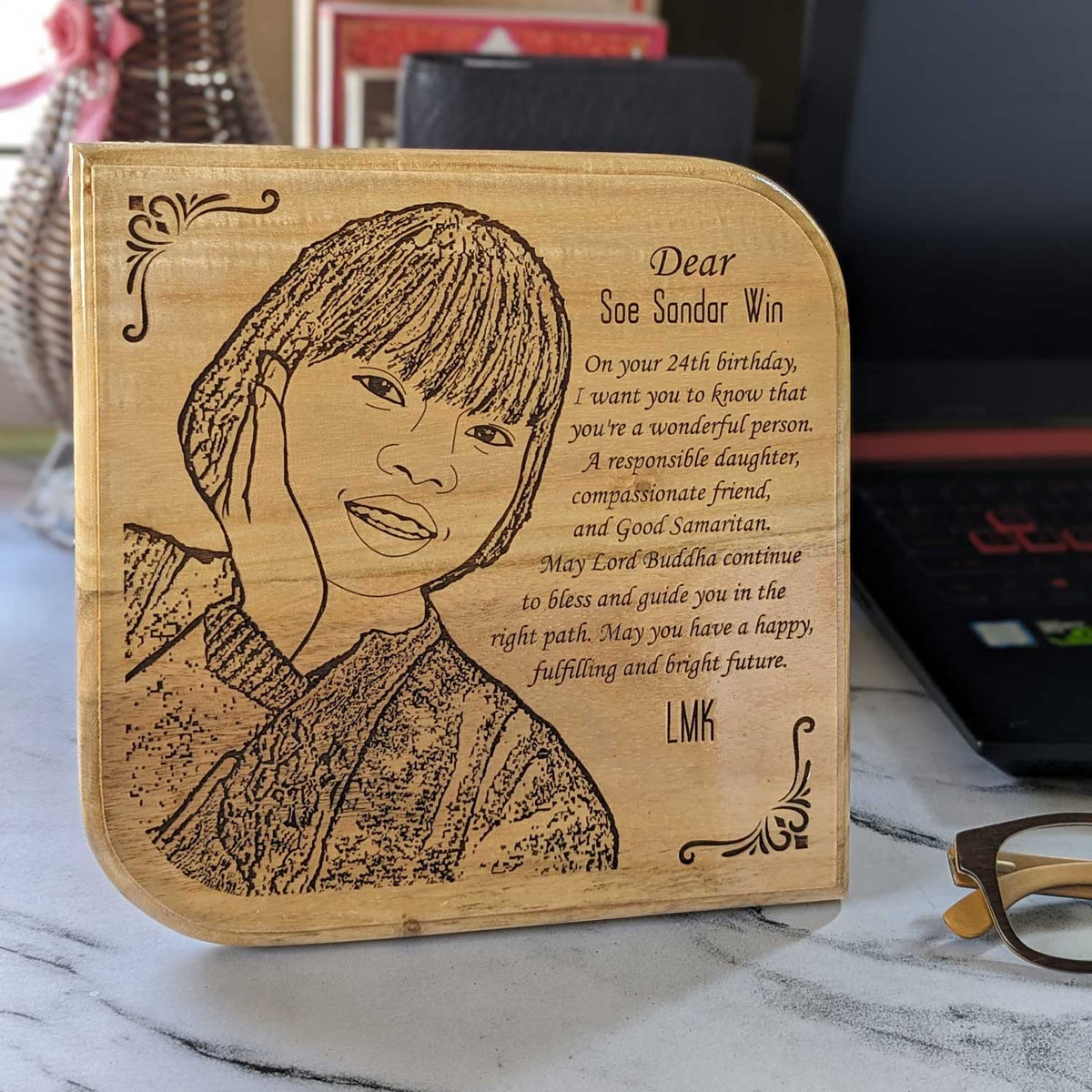 Engraved Wood Plaque For Friend&#39;s Birthday | Personalized Best Friend Gift