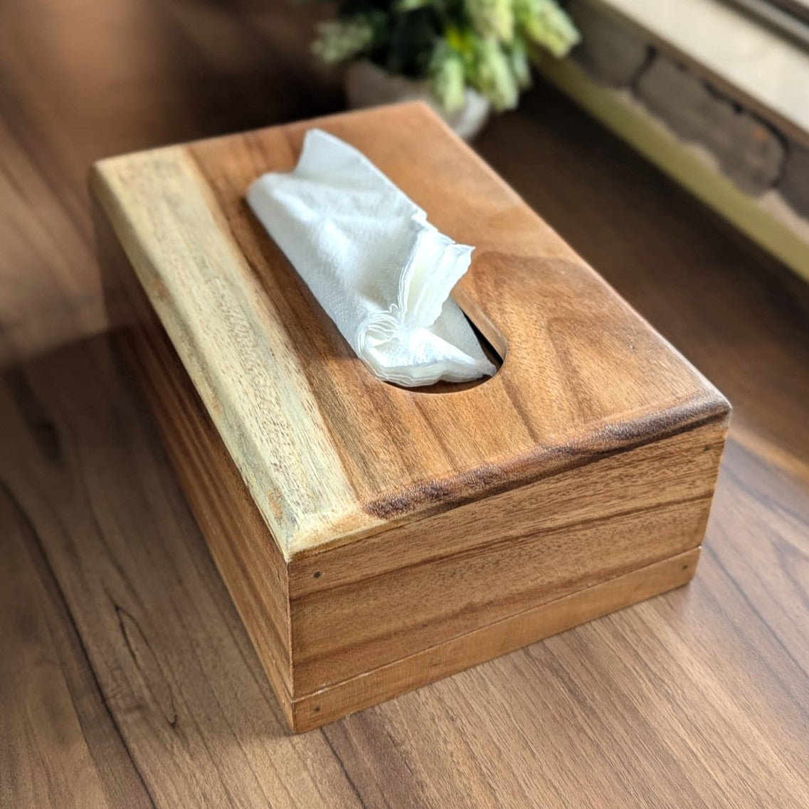 Handmade Wooden Tissue Box Cover | Solid Wood Tissue Holder for Hotels &amp; Office