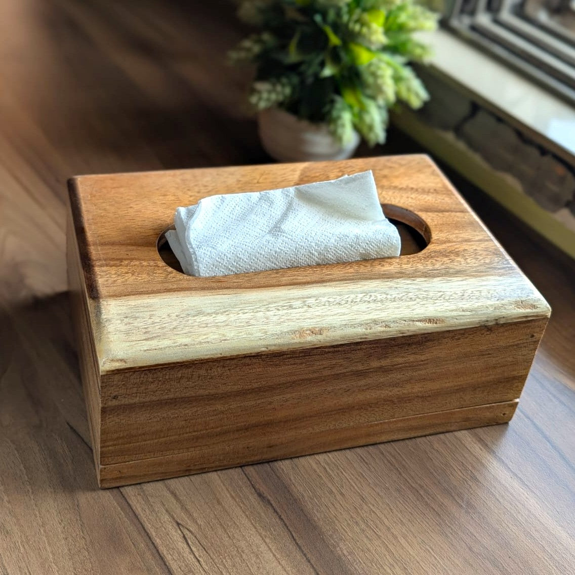 Handmade Wooden Tissue Box Cover | Solid Wood Tissue Holder for Hotels &amp; Office