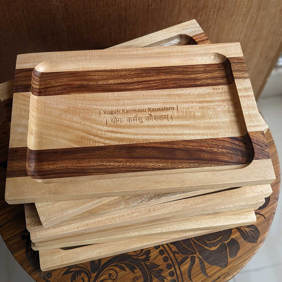 Personalized Serving Tray Engraved With Couple Name - Wooden Tray