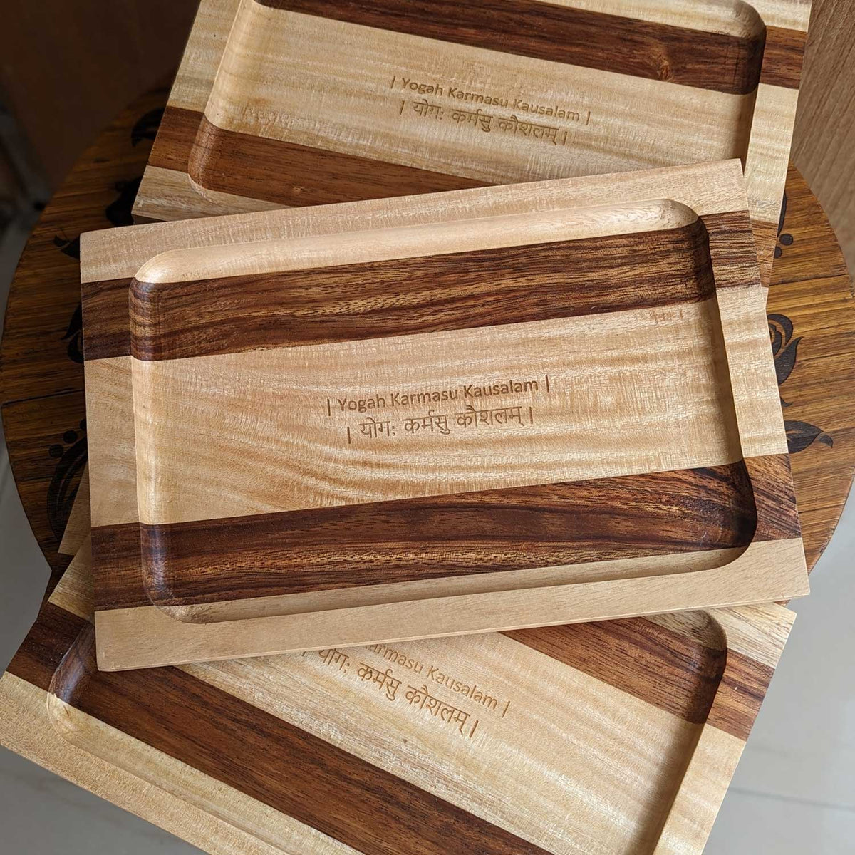 Personalized Serving Tray Engraved With Couple Name - Wooden Tray