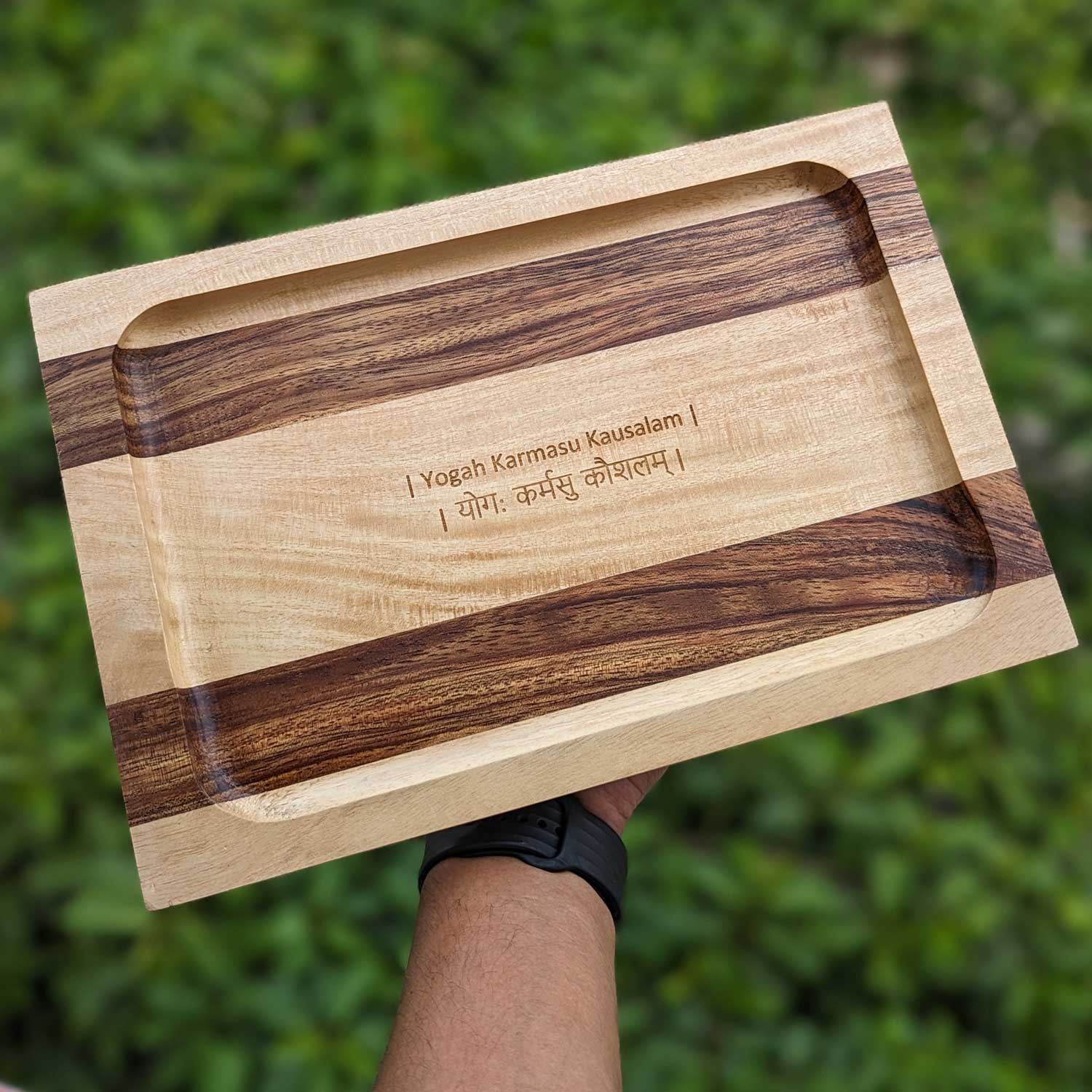Personalized Serving Tray Engraved With Couple Name - Wooden Tray