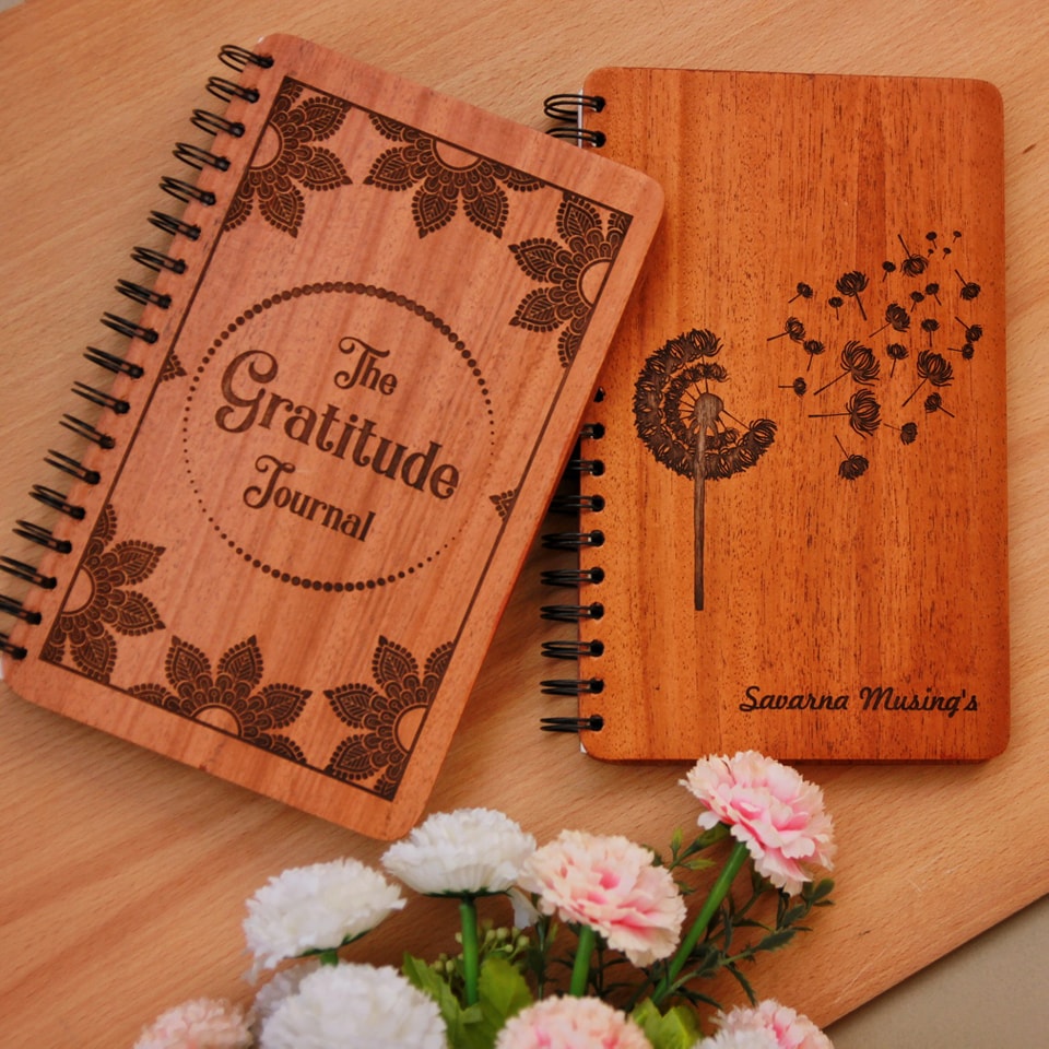 Personalized Gratitude Journal- Wooden Notebook- Inspirational Journal ...