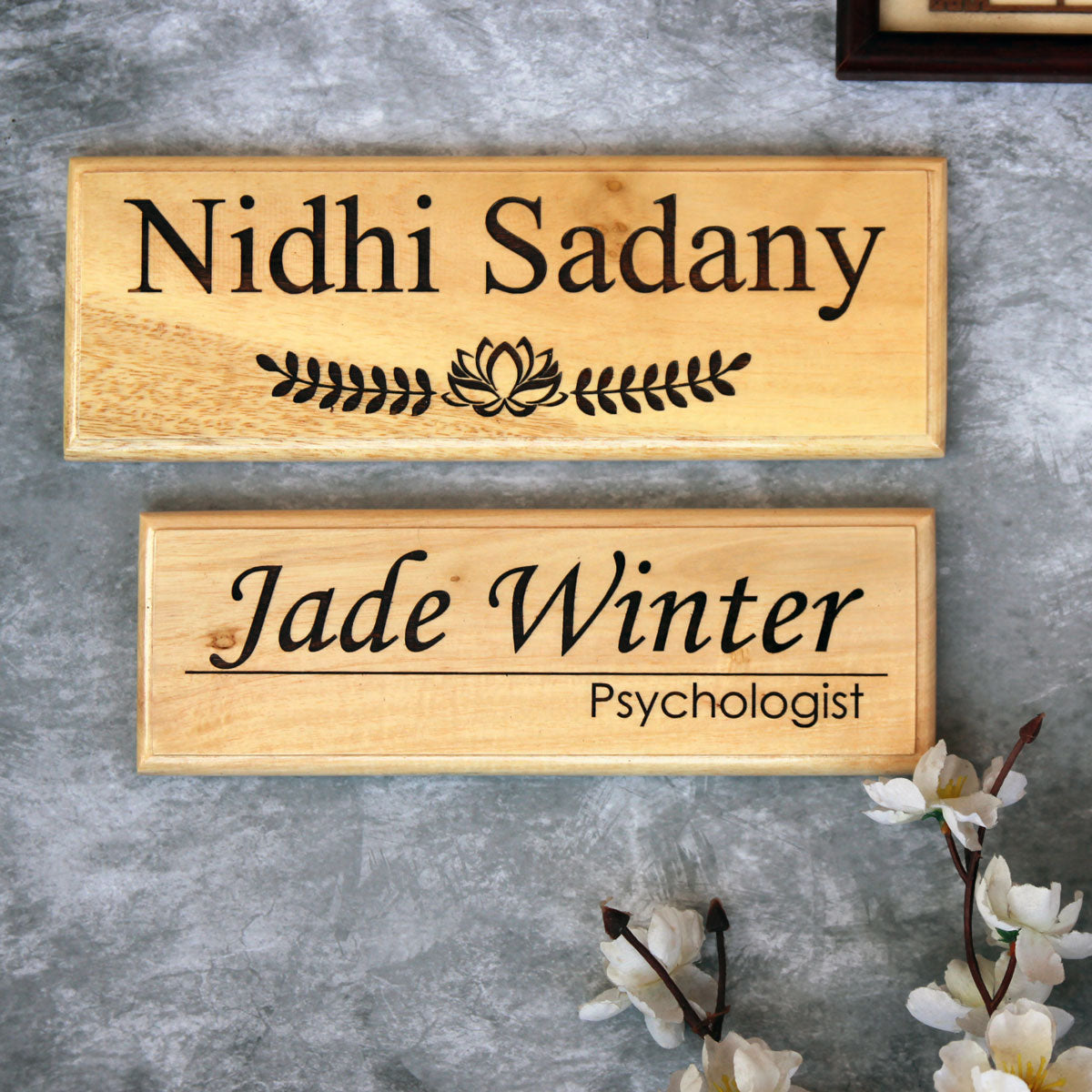 Heartwarming Welcome Engraved Wooden Home Nameplate