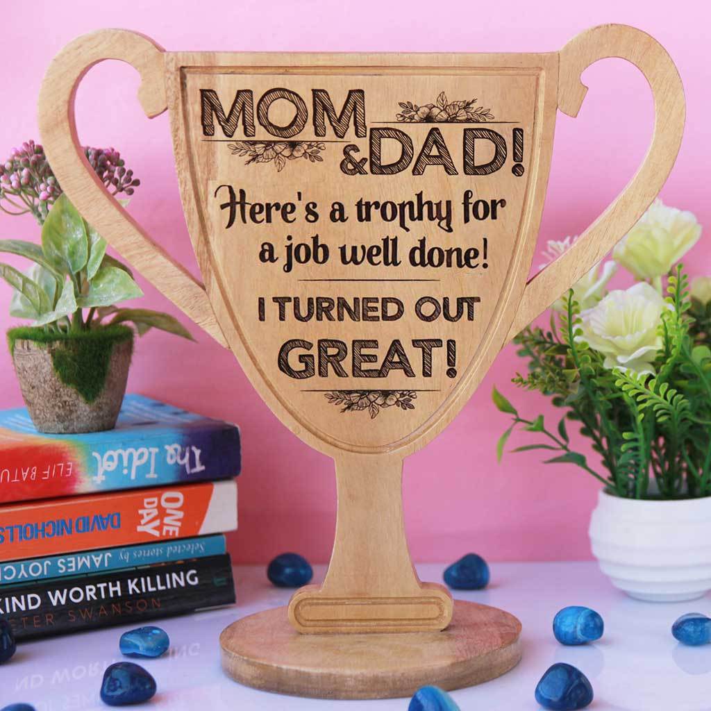 Wooden Trophy & Award for Mom & Dad