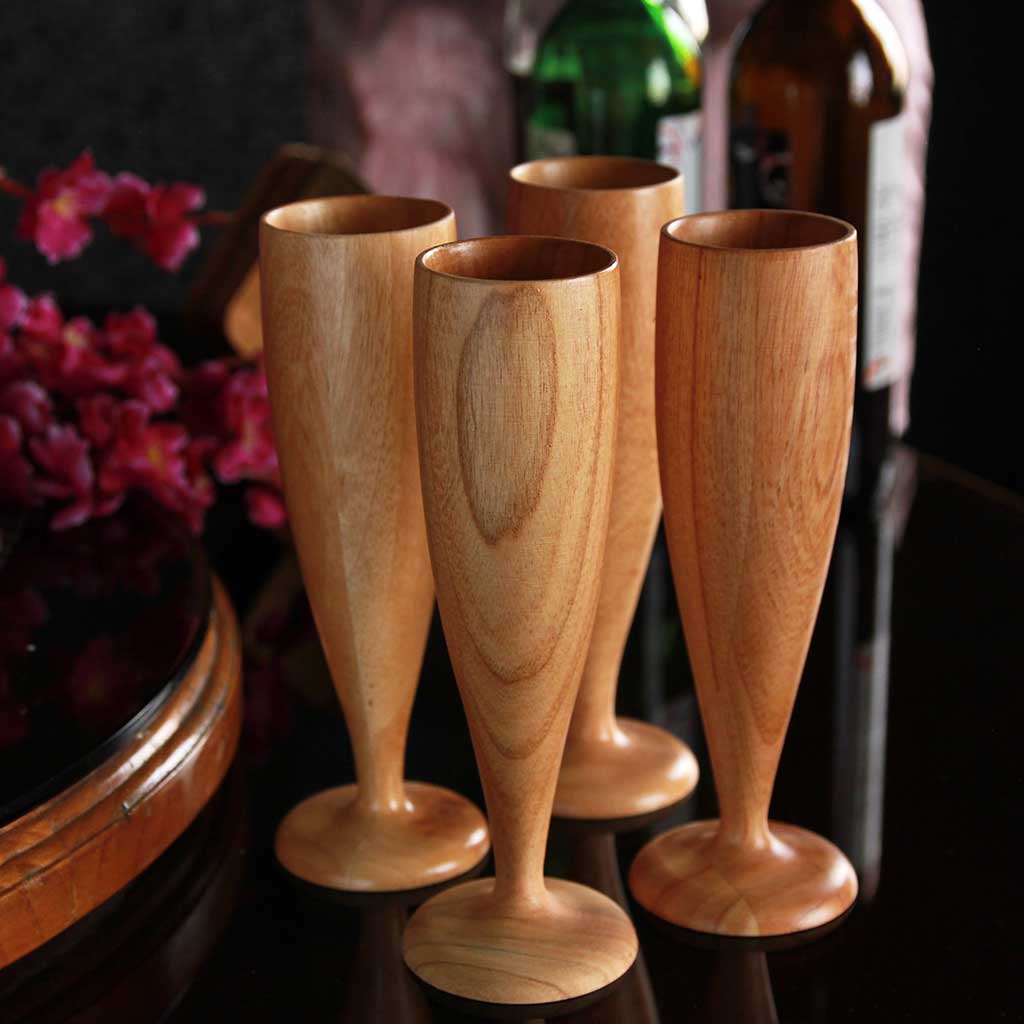 Champagne Glasses | Classy Champagne Flutes | Handmade Wooden Wine Goblets
