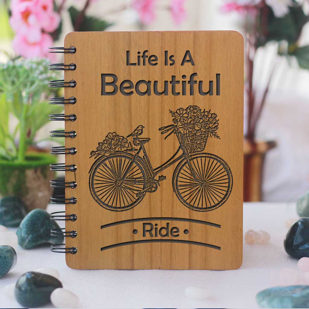 Life is A Beautiful Ride - Personalized Wooden Notebook | Life Quotes