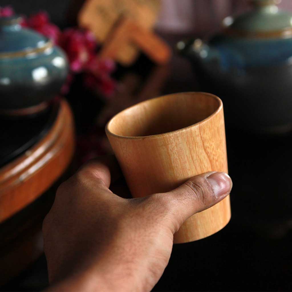 Tea Gift Set - Wooden Tea Cups, Tea Tray and Coaster set