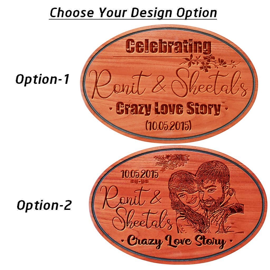 Crazy Love Story Hanging Sign. A custom wooden sign that is a great gift for boyfriend or girlfriend. This personalized wooden plaque is also a great anniversary gift and Valentine&#39;s Day gift. Looking for a photo gift? Here&#39;s a wood engraved photo.